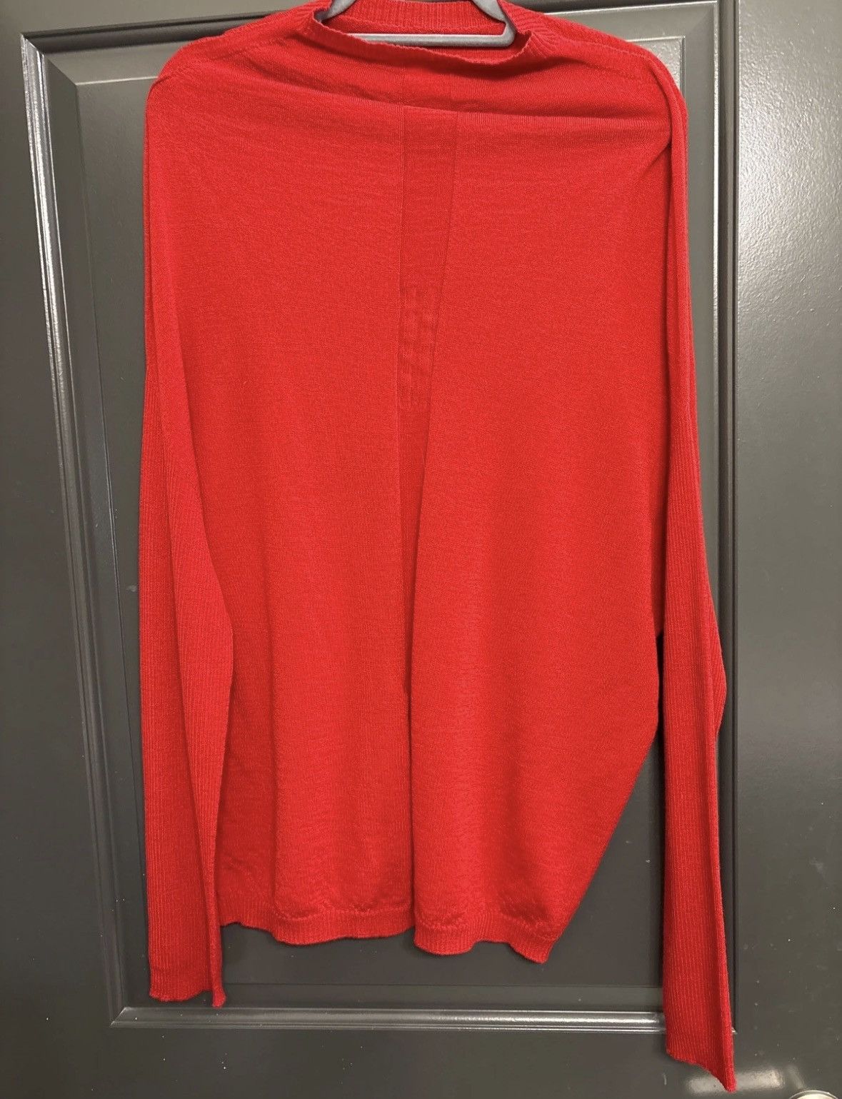 Rick Owens FW19 Larry Cardinal Red Virgin Wool Knit Sweater