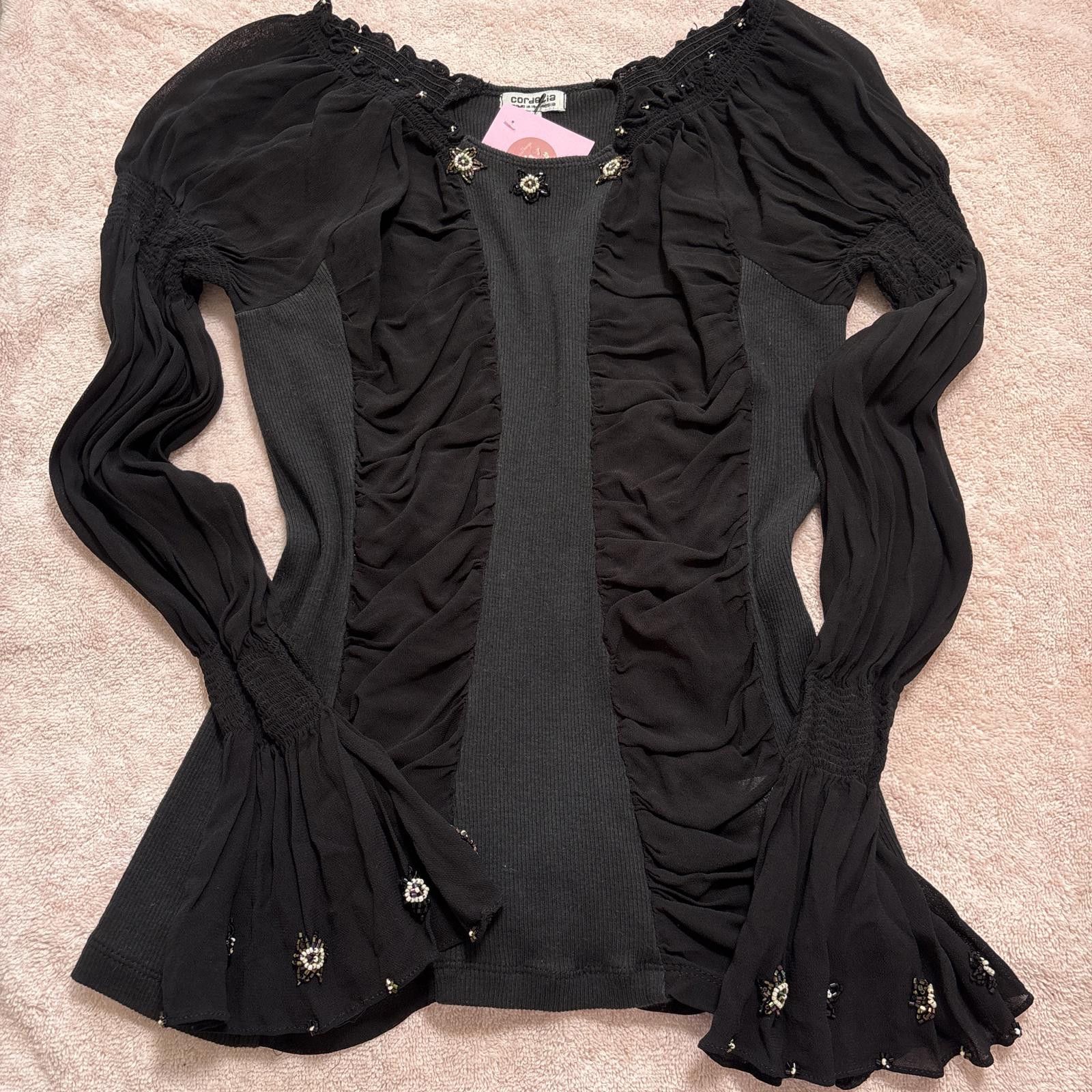 Other vintage beaded grunge silky euro blouse top Size L / US 10 / IT 46 - 1 Thumbnail