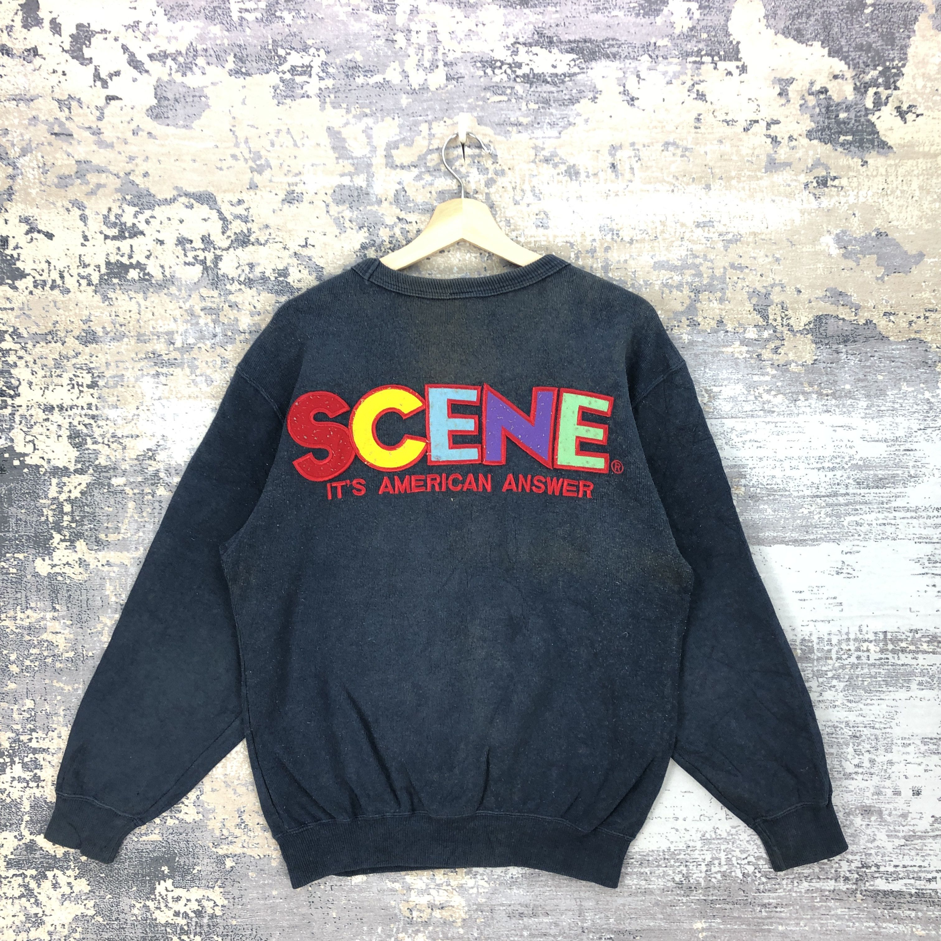Japanese Brand Vintage 90s Scene Sweatshirt American Answer Sweater Jumper Size US L / EU 52-54 / 3 - 1 Thumbnail