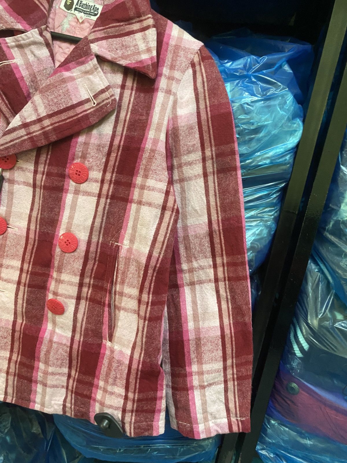 Nigo Vintage A Bathing Ape Pink Plaid Wool-Style Peacoat NIGO Era Size US S / EU 44-46 / 1 - 4 Thumbnail