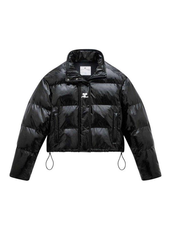Courreges o1mle0824 Vinyl Logo-Print Puffer Jacket in Black Size S / US 4 / IT 40 - 1 Thumbnail