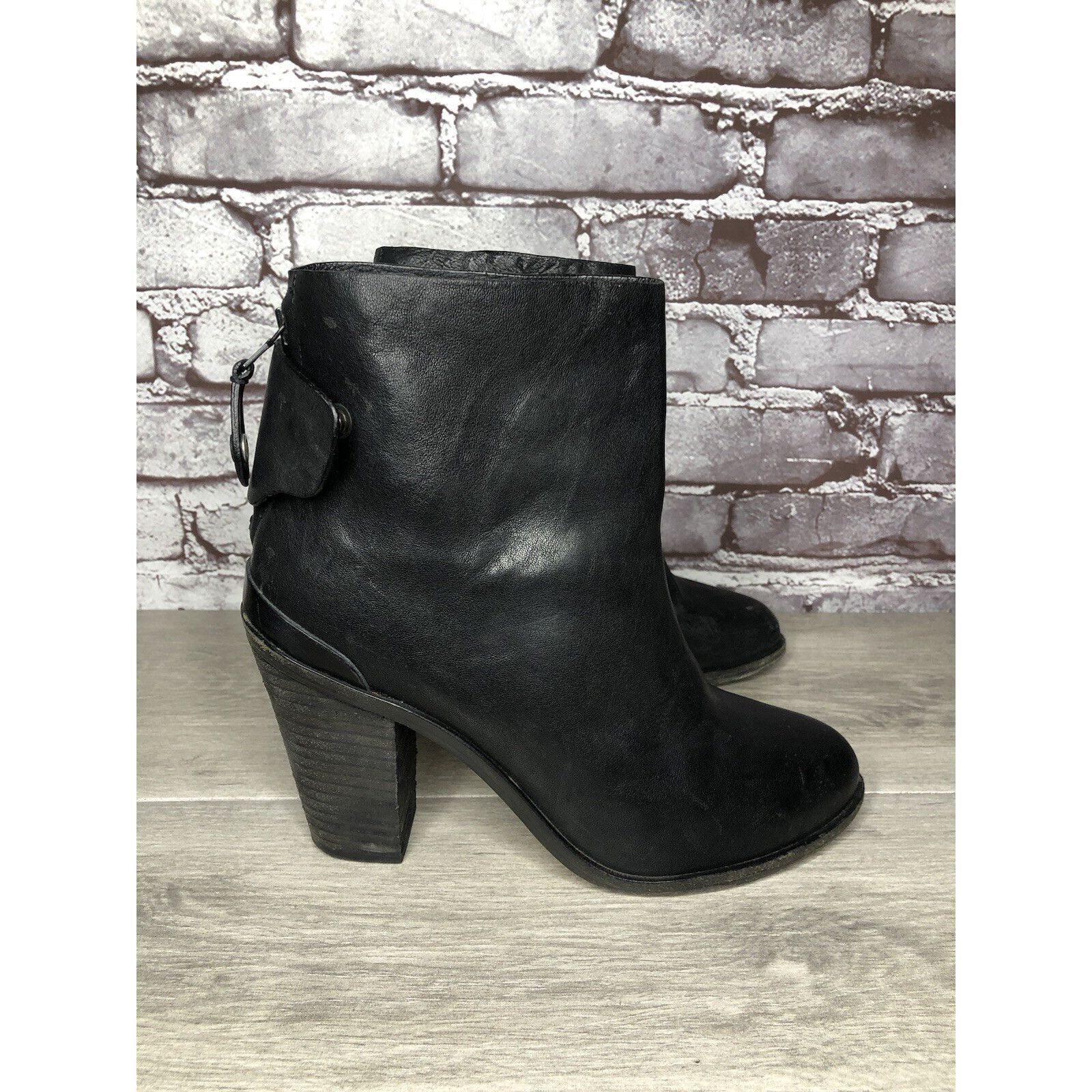 Rag & Bone Rag & Bone Black Leather Ankle Back Zip Heel Booties Women S Size US 9 / IT 39 - 21 Thumbnail