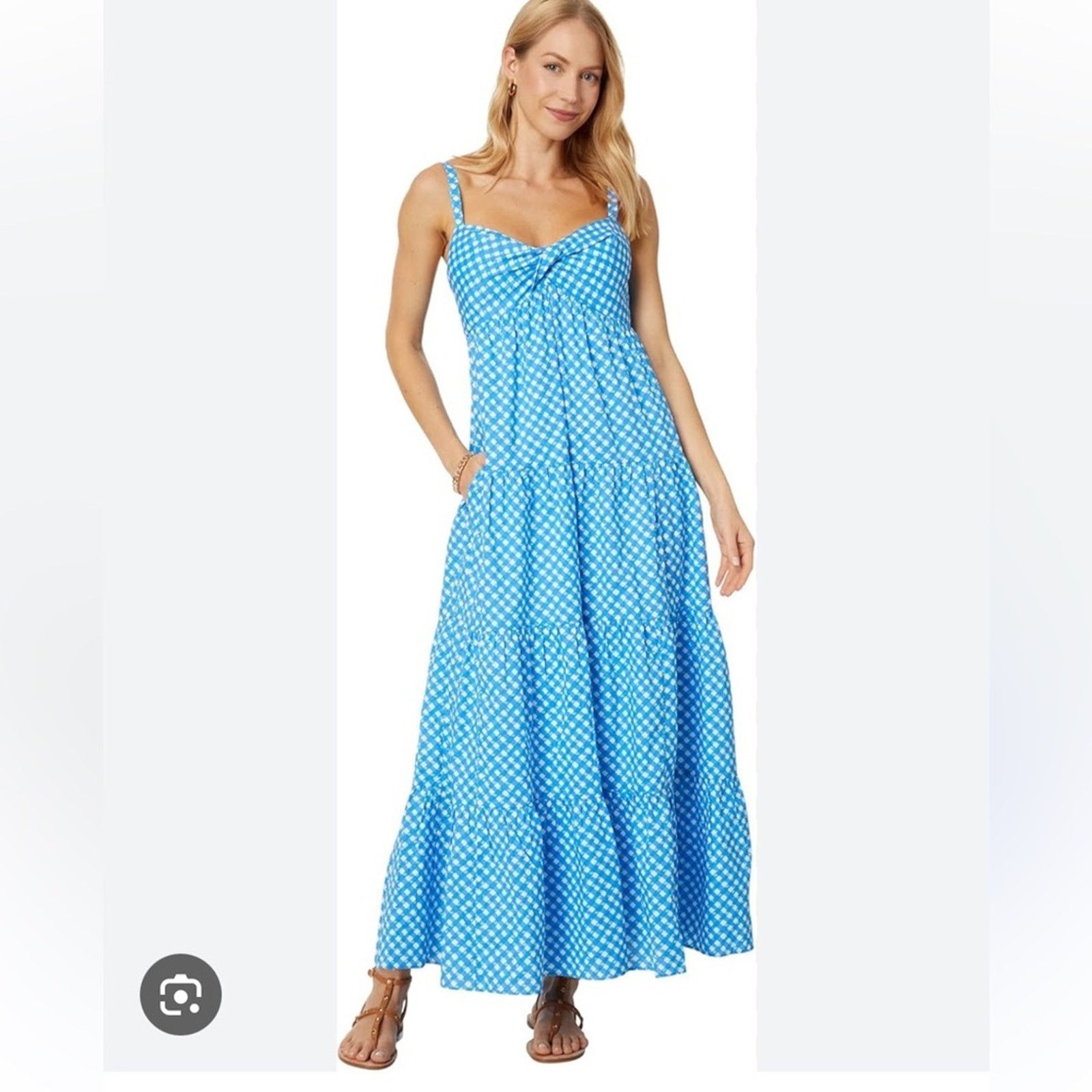 Lilly Pulitzer Lilly Pulitzer Shylee Cotton Maxi Dress Blue Gingham size 2 Size XS / US 0-2 / IT 36-38 - 14 Thumbnail