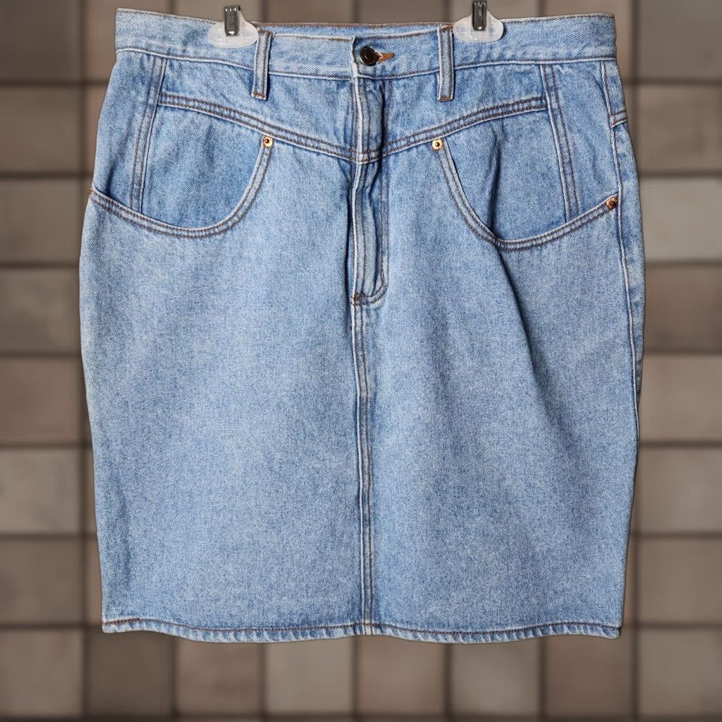 Vintage VINTAGE Gitano Skirt Jeans Yoked Light Wash Above Knee Length 16 Women Size 38" / US 16 / IT 52 - 1 Thumbnail