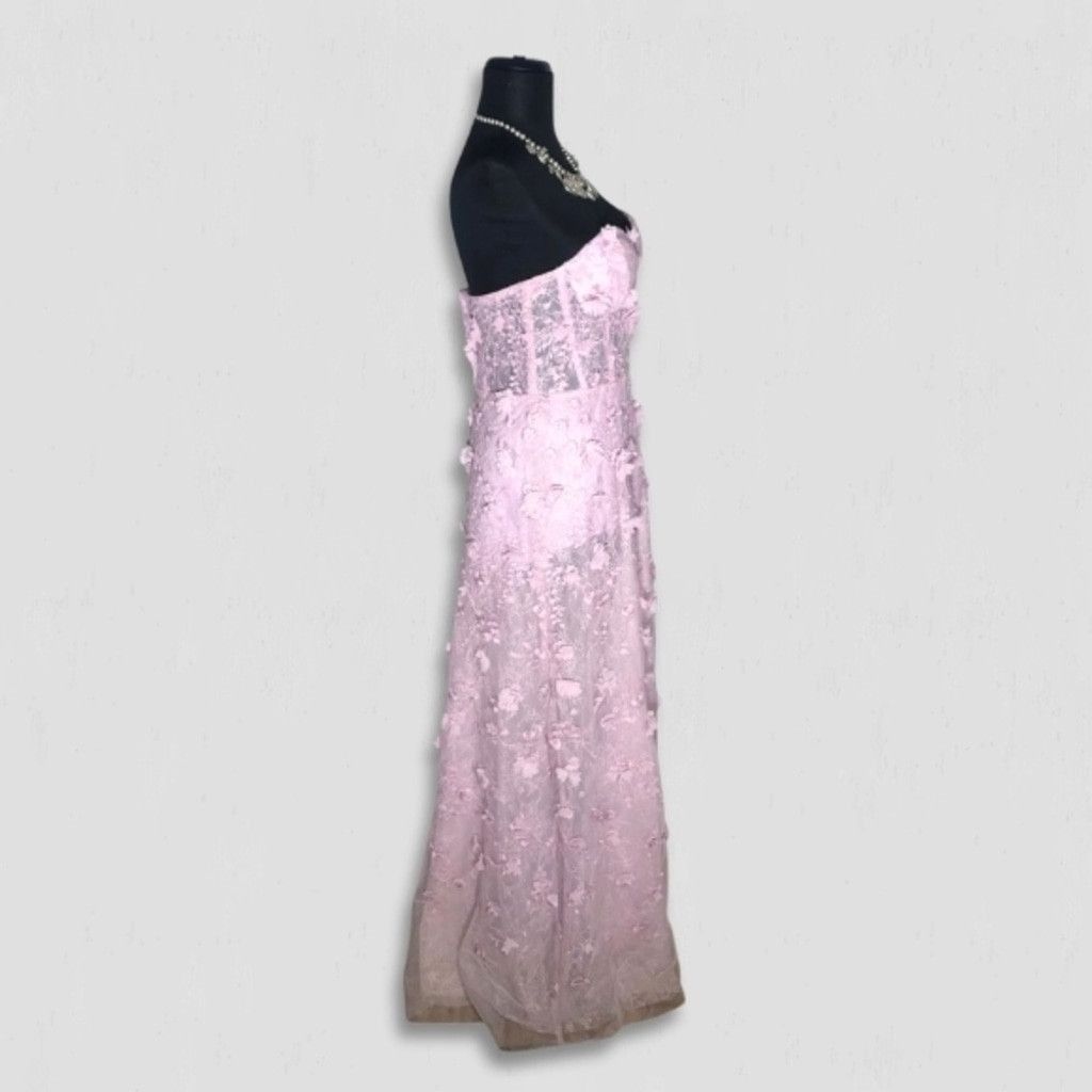 Bcbgmaxazria BCBG Max Azria Corset Gown 3D Floral Lace Sheer Pink Lilac 6 Size M / US 6-8 / IT 42-44 - 3 Thumbnail