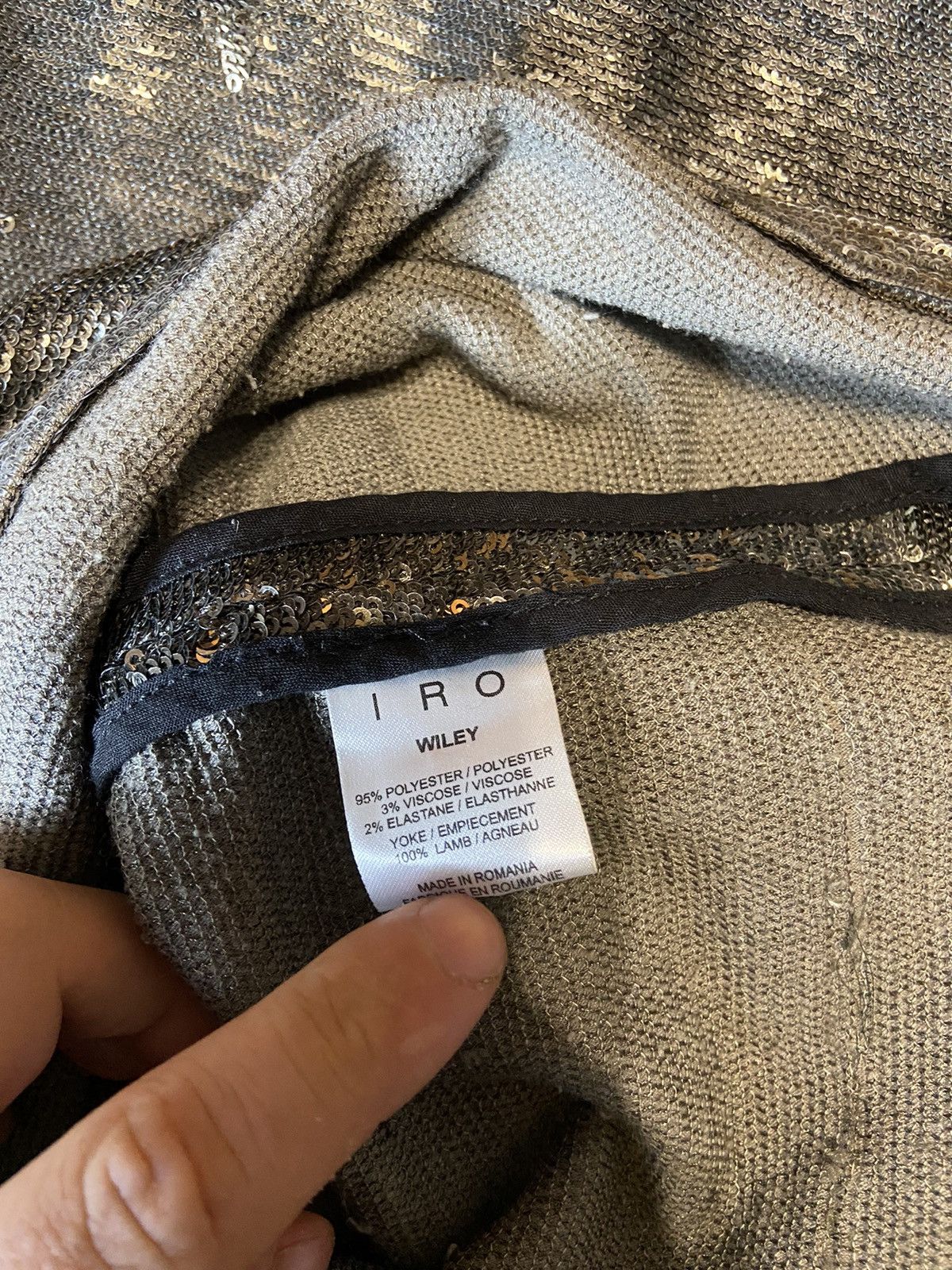 Designer × Iro IRO SILVER WILEY WOMENS T-SHIRT SEQUIN GLITTER EMBELLISHED Size XS / US 0-2 / IT 36-38 - 4 Thumbnail