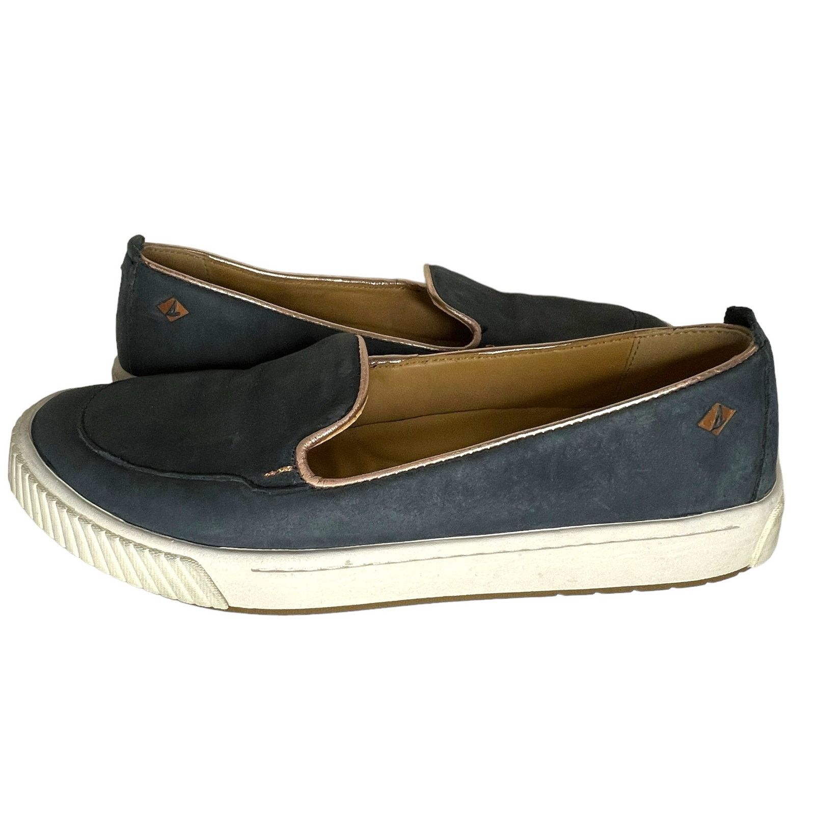 Sperry Black Leather Anchor Plushwave Gold Cup Slip-On Casual Shoes Size US 8 / IT 38 - 8 Thumbnail