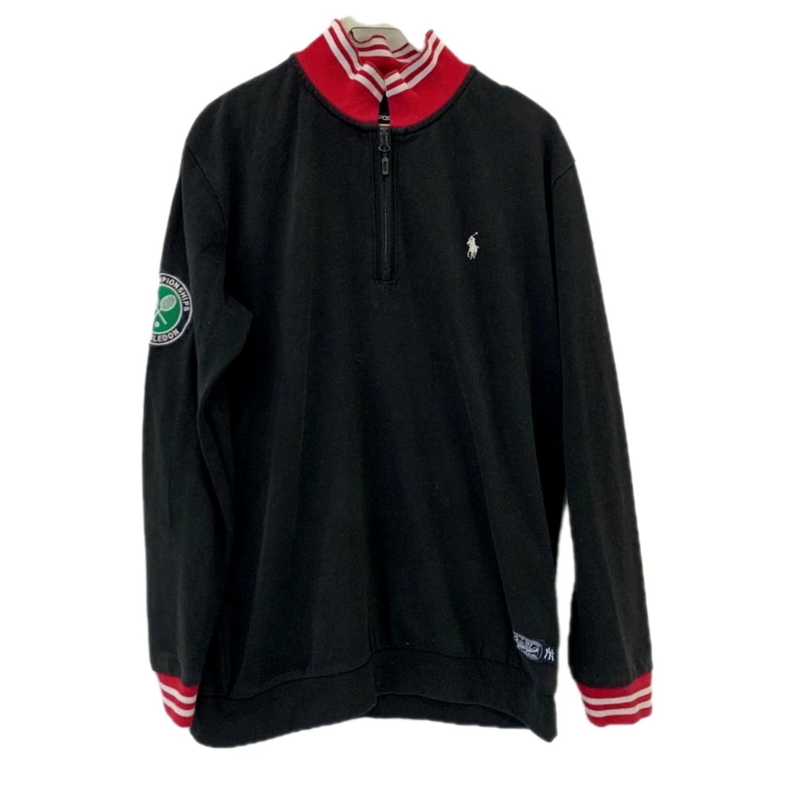 Ralph Lauren VINTAGE Polo Sport Ralph Lauren Wimbledon Quarter-Zip Pullover Men XL Red Black Shirt Size US XL / EU 56 / 4 - 2 Thumbnail