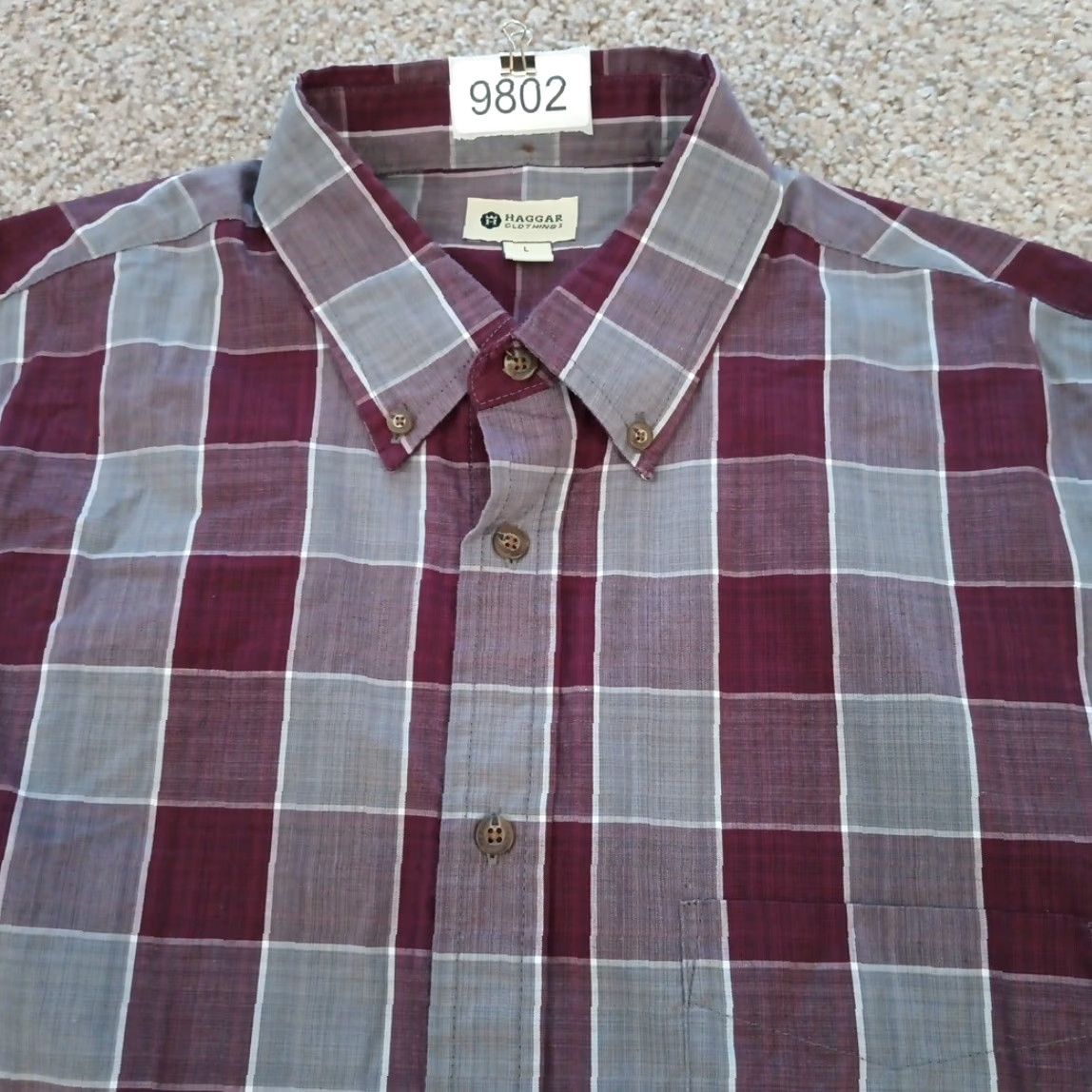 Haggar Haggar Shirt Mens Large Purple Plaid Long Sleeve Button Down Cotton Blend Size US L / EU 52-54 / 3 - 2 Thumbnail