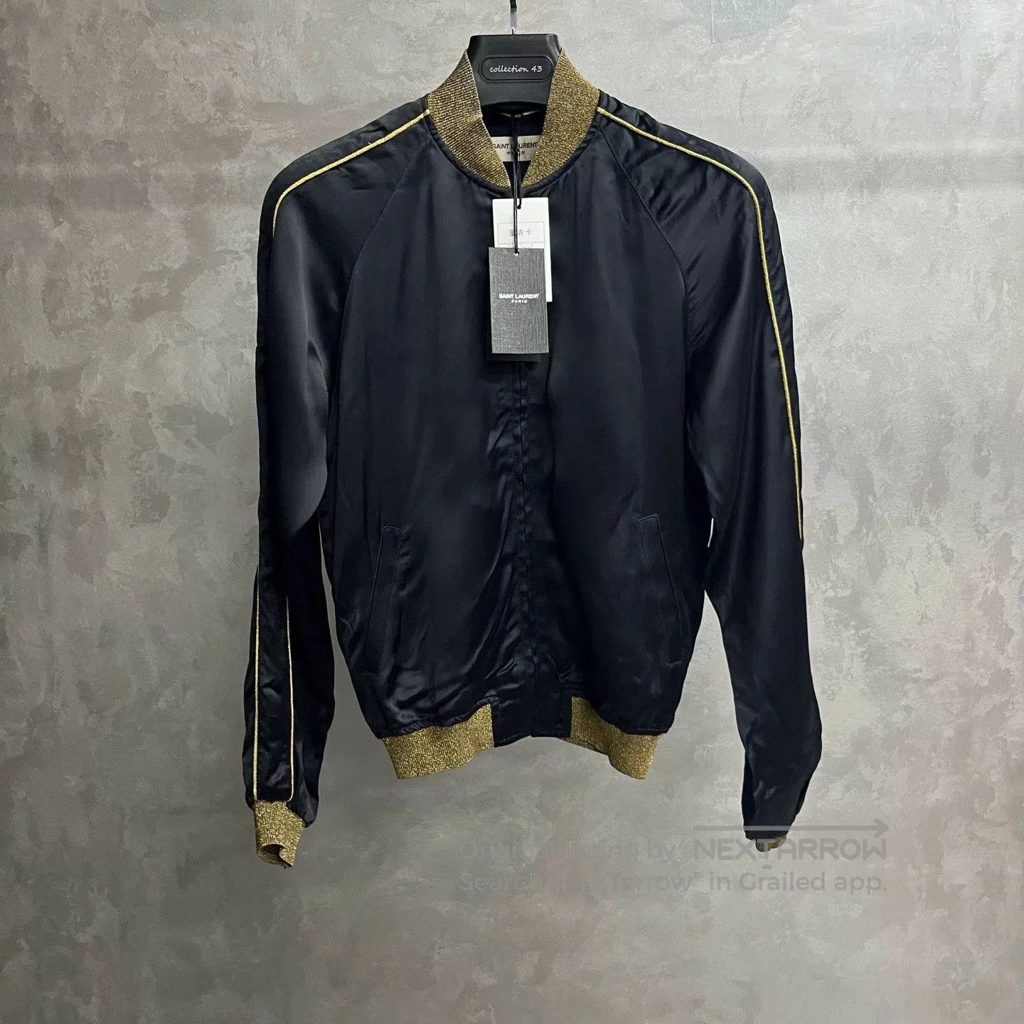 Saint Laurent Paris Saint Laurent Black Gold Trim Bomber Jacket. Size US S / EU 44-46 / 1 - 1 Thumbnail