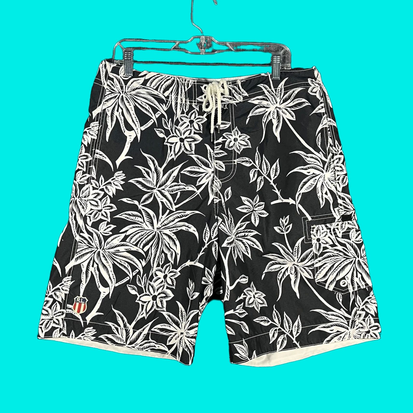 Ralph Lauren VINTAGE Ralph Lauren Polo Jeans Co Mens Bottom L Swim Board Shorts Trunks RL-67 Black 90s Beach Sports Drawstring Size US L / EU 52-54 / 3 - 1 Thumbnail
