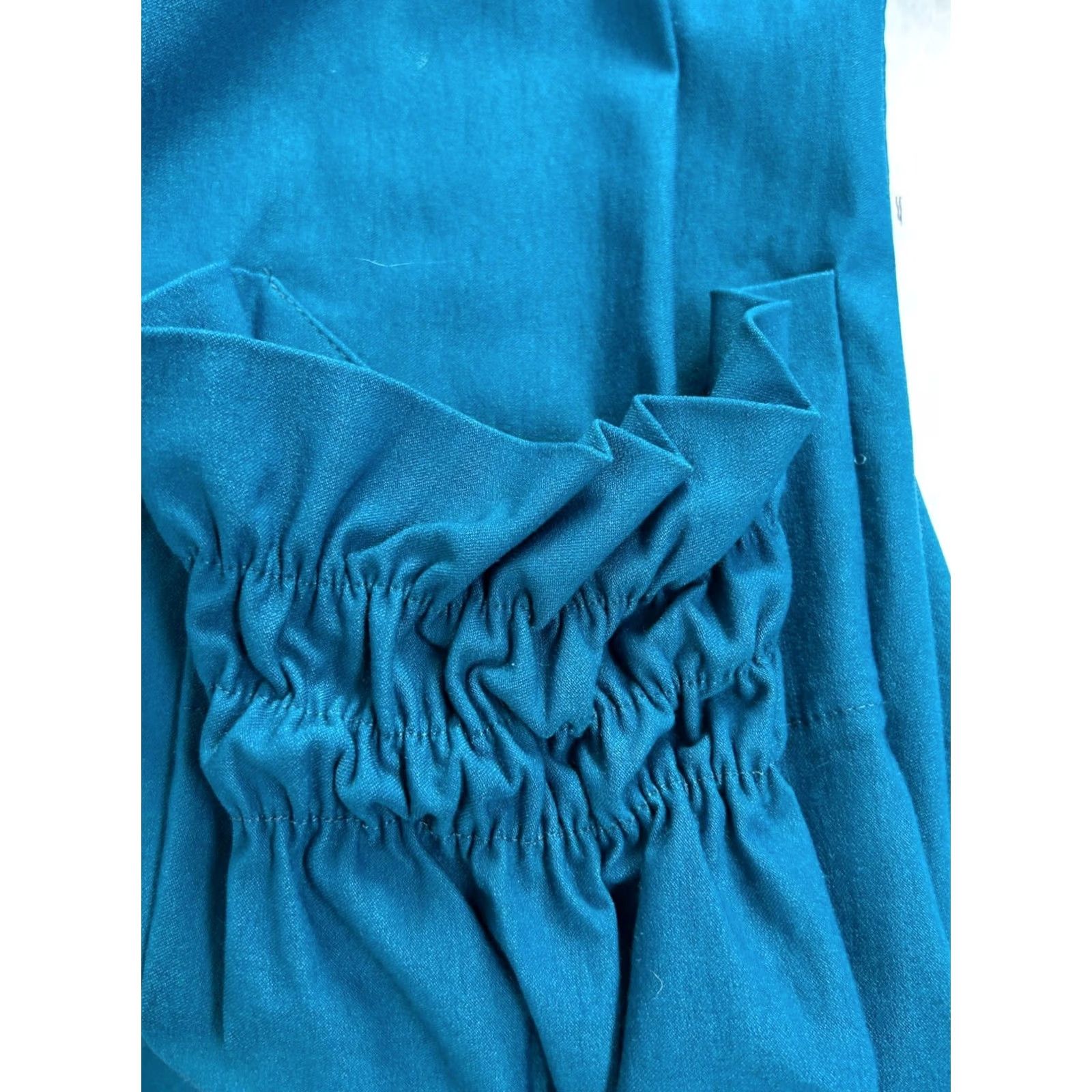 Altea XIAO Womens Teal Button-Up Jacket L/XL Ruffle Collar Elastic Pockets Lightweight Blue Jacket Womens Boys? Size L / US 10 / IT 46 - 4 Thumbnail