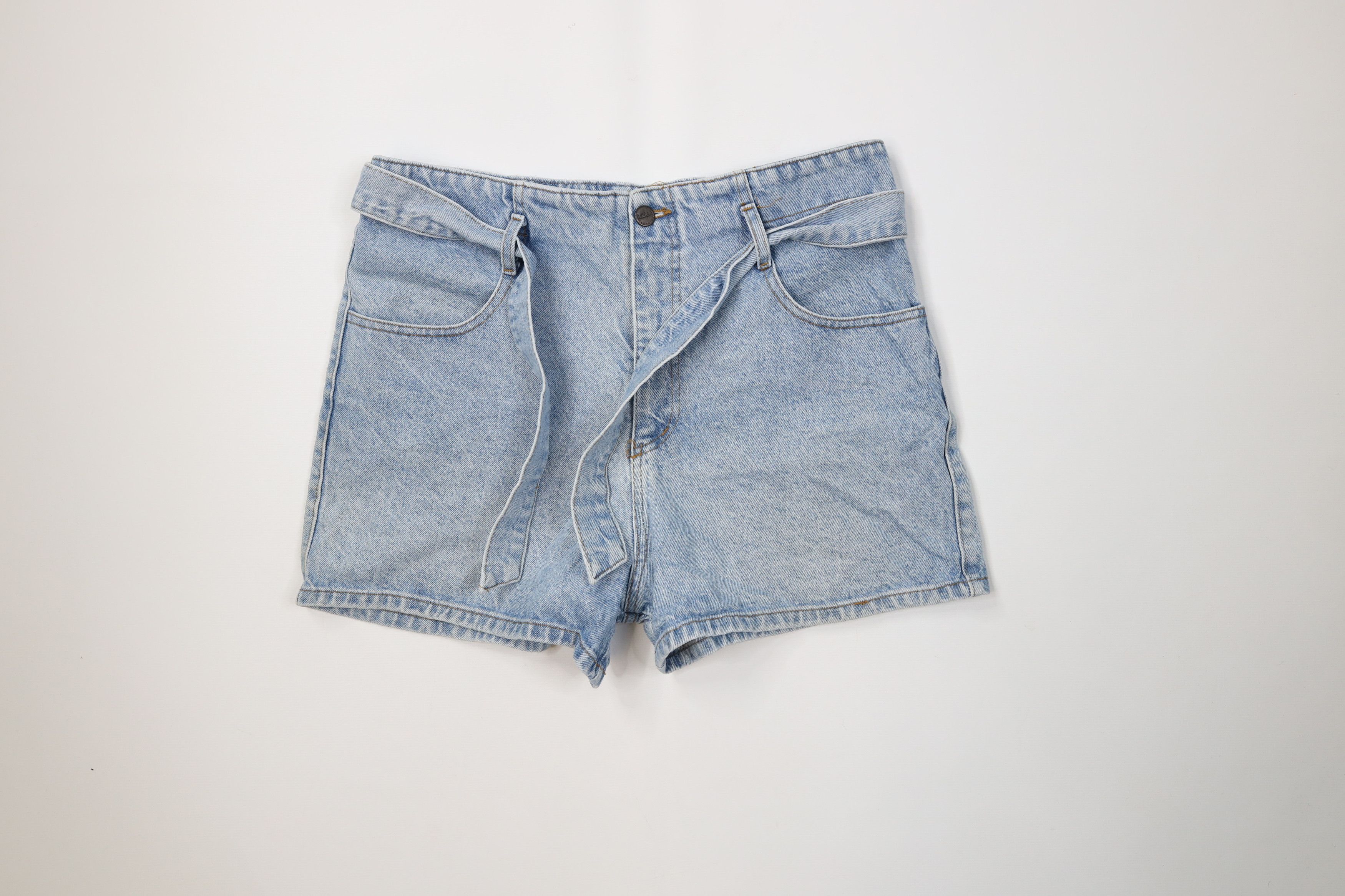 Vintage Vintage 90s Streetwear Tie Front Denim Jean Shorts USA Size 34" / US 12 / IT 48 - 1 Thumbnail