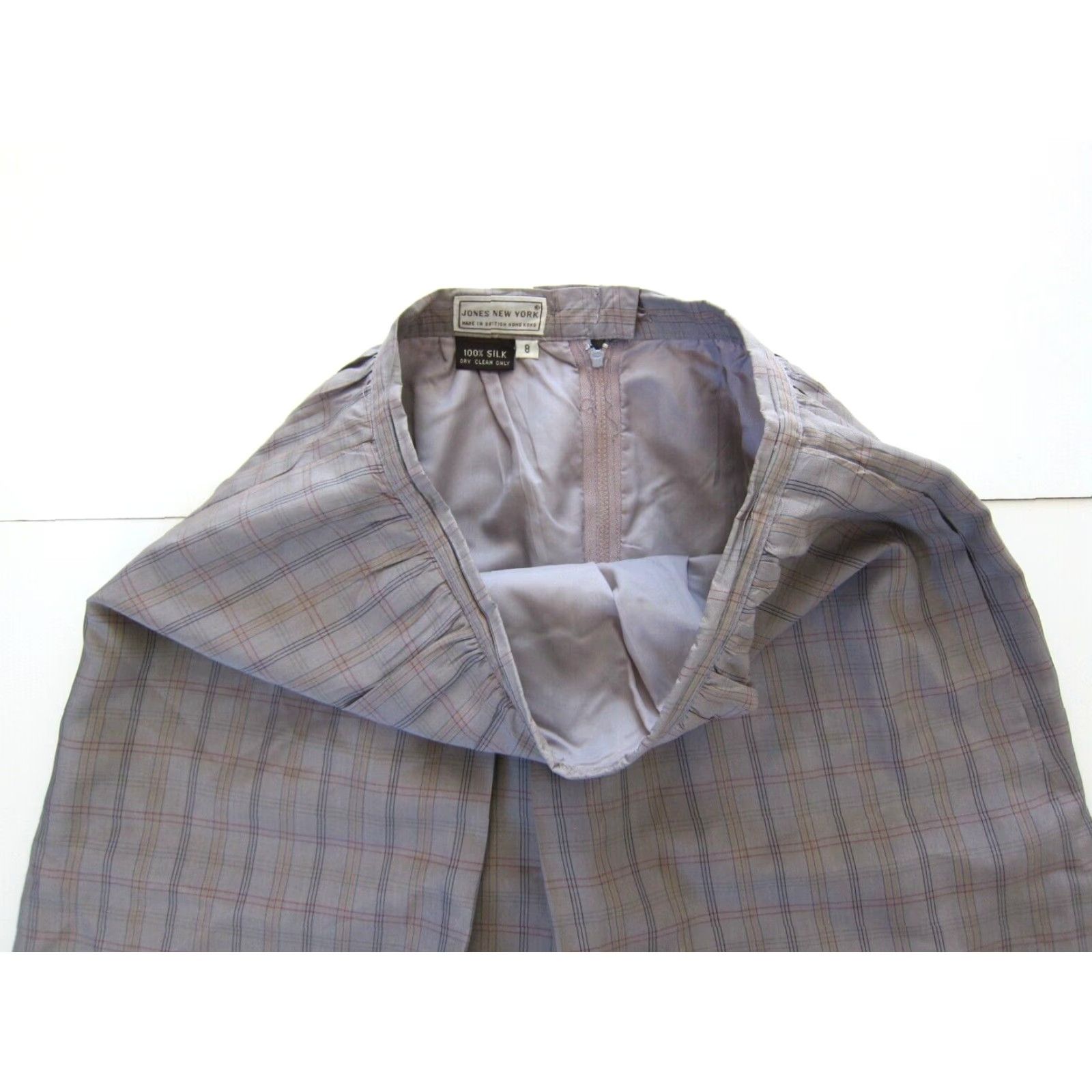 Jones New York VINTAGE Jones New York 100% Silk Grey Yellow Plaid Pocket Midi Maxi Skirt XS Size 26" / US 2 / IT 38 - 7 Thumbnail