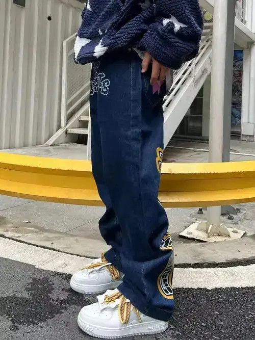 Anime × Japanese Brand × Jean y2k Letter star print jeans Size US 31 - 2 Thumbnail