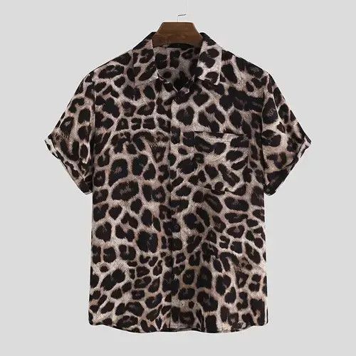 Other Summer Leopard Print Shirt Men Short Sleeve Streetwear Size US L / EU 52-54 / 3 - 1 Thumbnail