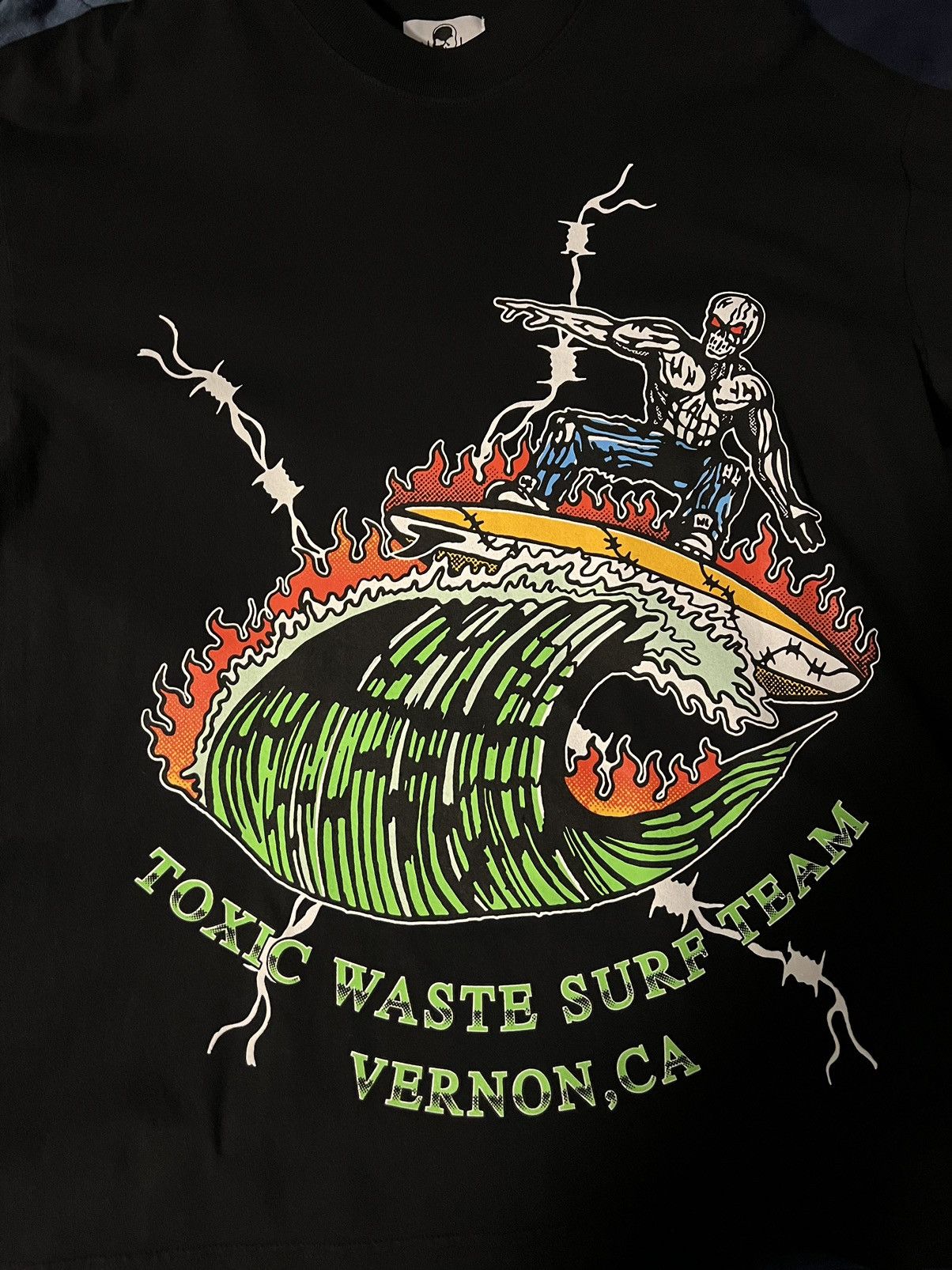 image of Warren Lotas “Toxic Waste” T Shirt in Black, Men's (Size Large)
