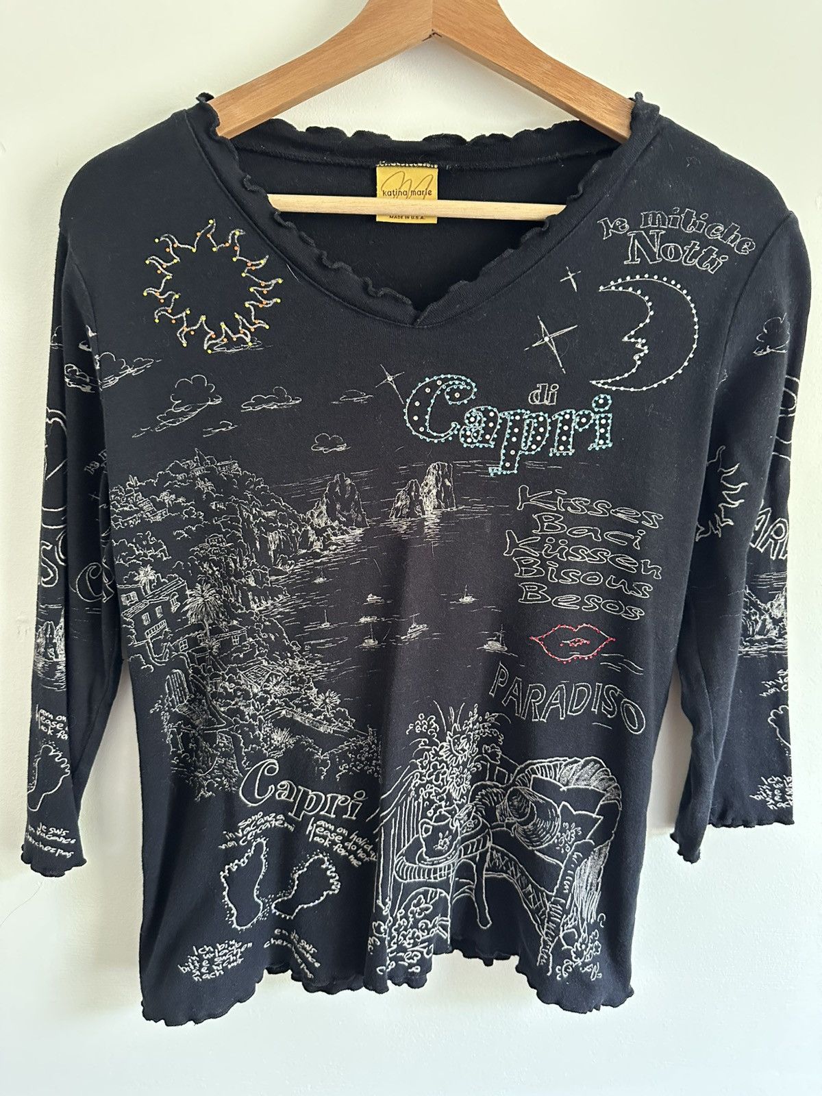 Other Vintage Katina Marie “Capri” Rhinestone Graphic Top Size S / US 4 / IT 40 - 1 Thumbnail