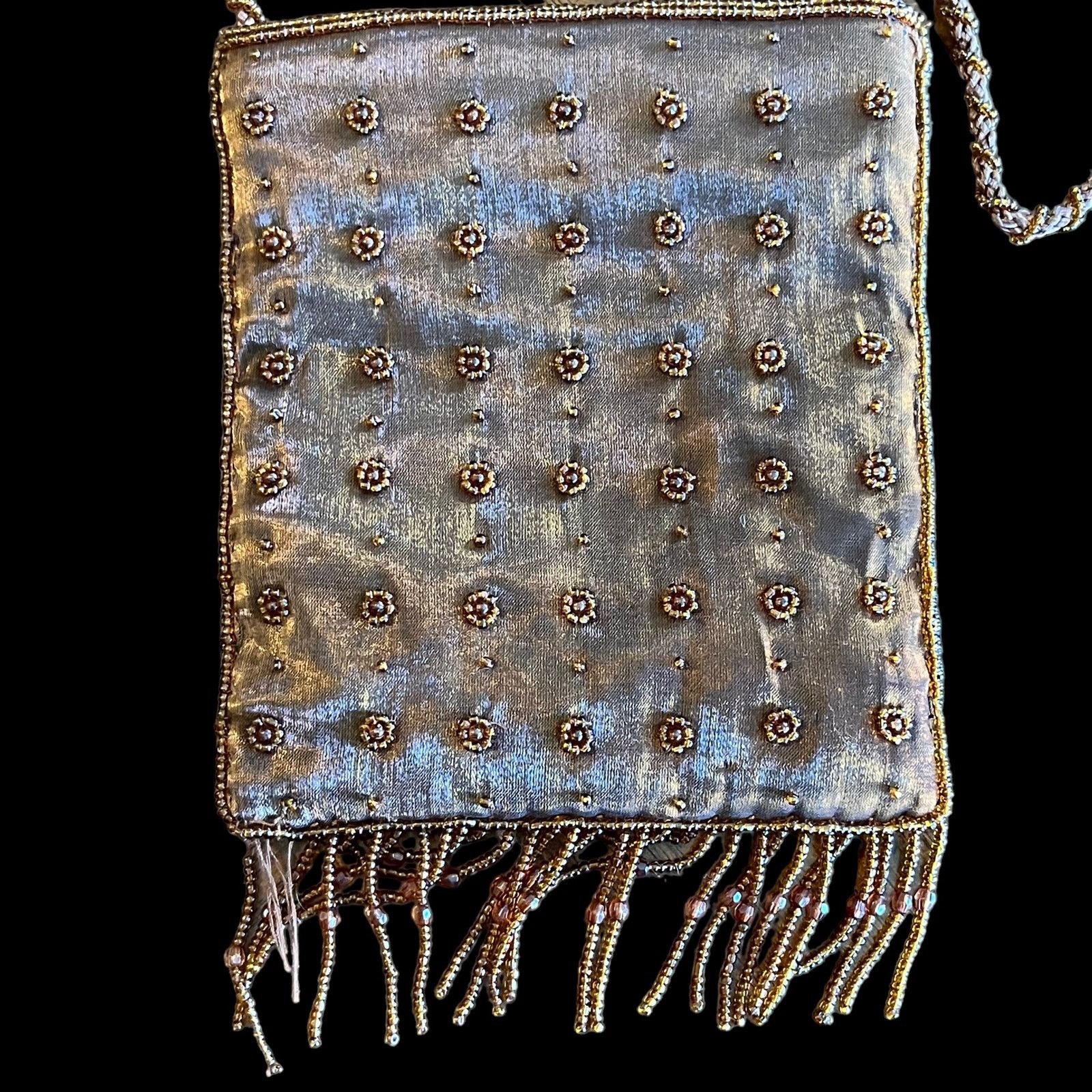 Other Vintage NYTLITES Chiffon Layered Beaded Purse Copper Brown Size ONE SIZE - 2 Thumbnail