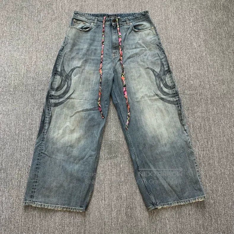 Balenciaga Balenciaga size M Dragon totem drawstring to make old jean Size US 27 - 1 Thumbnail