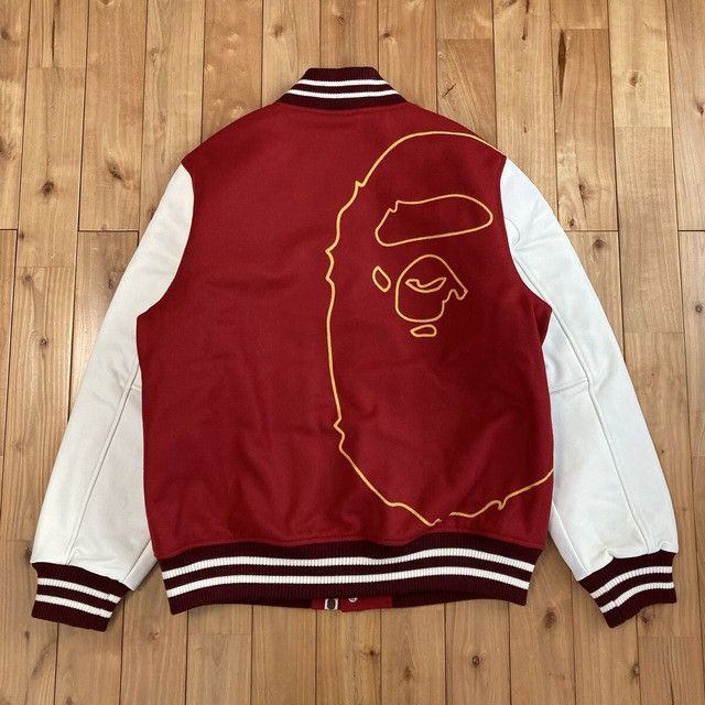 Bape BAPE Giant Head Leather Sleeve Varsity Jacket a bathing ape Size US XL / EU 56 / 4 - 3 Thumbnail