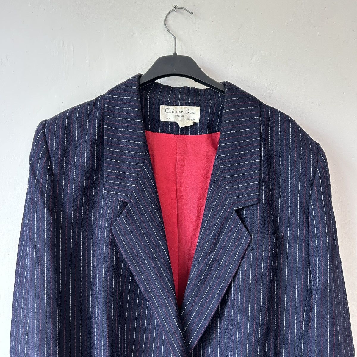 Dior 70s Silk Christian Dior blazer navy striped Size XL / US 12-14 / IT 48-50 - 2 Thumbnail