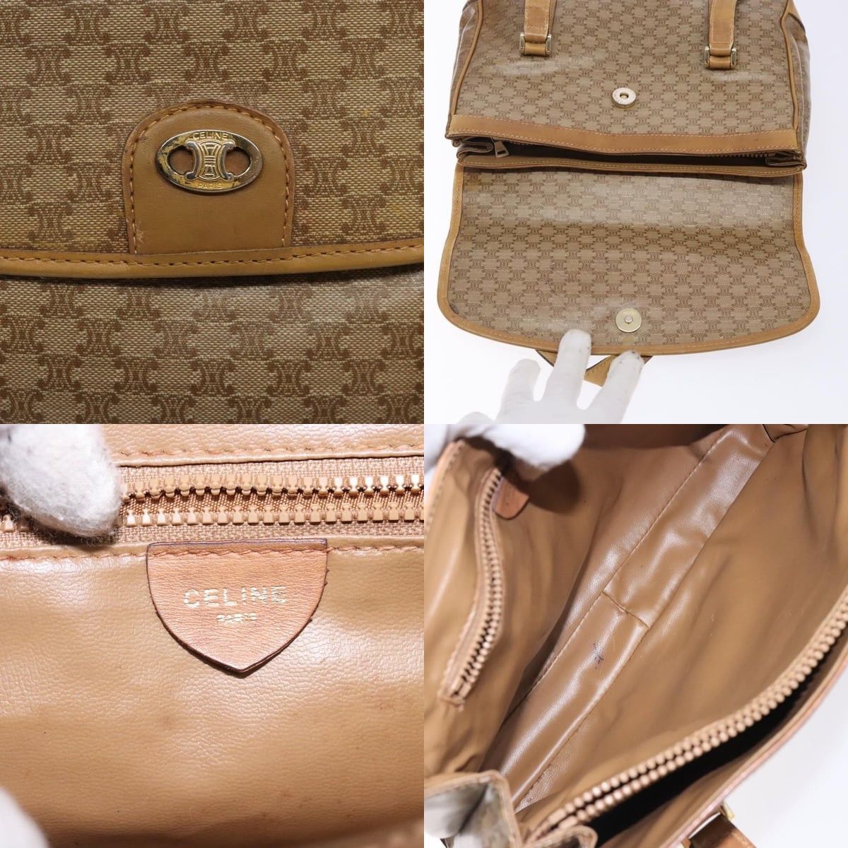 Celine CELINE Macadam Canvas Hand Bag Pvc Beige Gold Size ONE SIZE - 11 Thumbnail