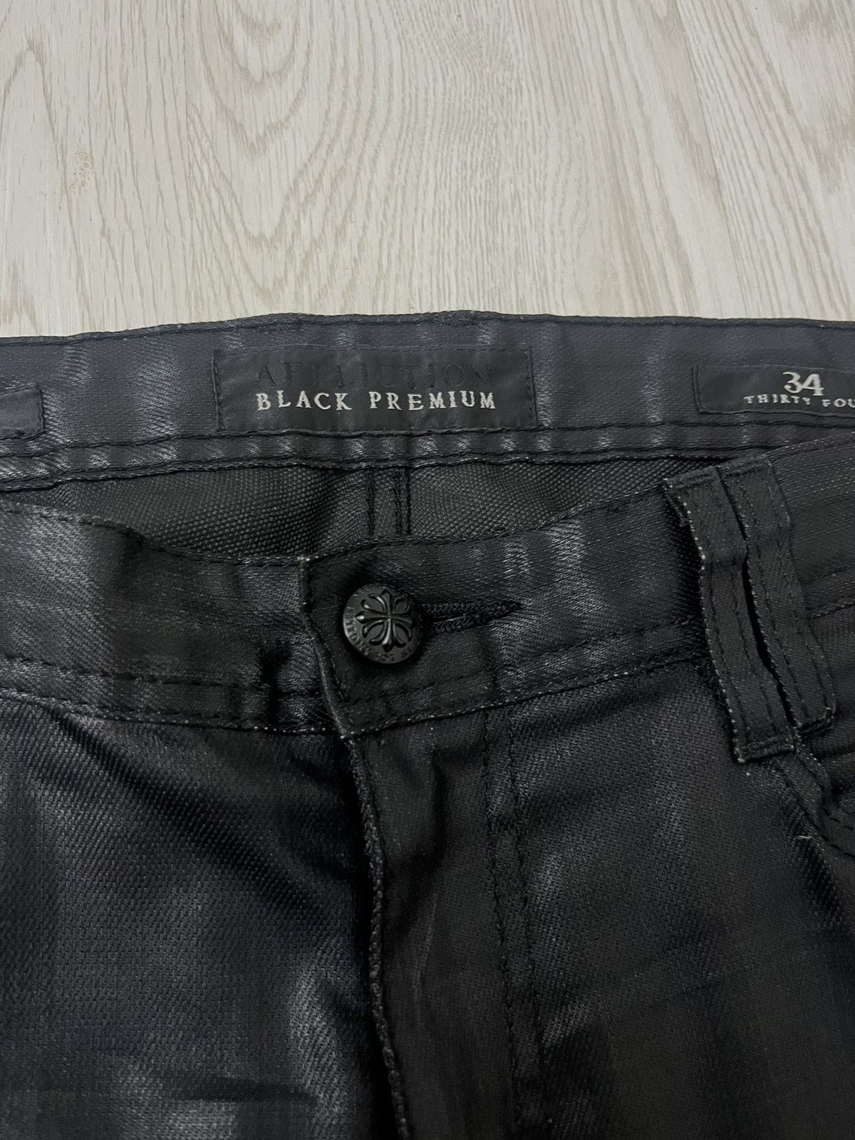 Affliction Need Gone💥Y2K Affliction Super Black Coated Jeans Size US 34 / EU 50 - 5 Thumbnail