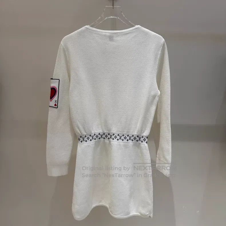 Louis Vuitton Louis Vuitton Solitaire Print White Long Sleeve Dress Size S / US 4 / IT 40 - 5 Thumbnail