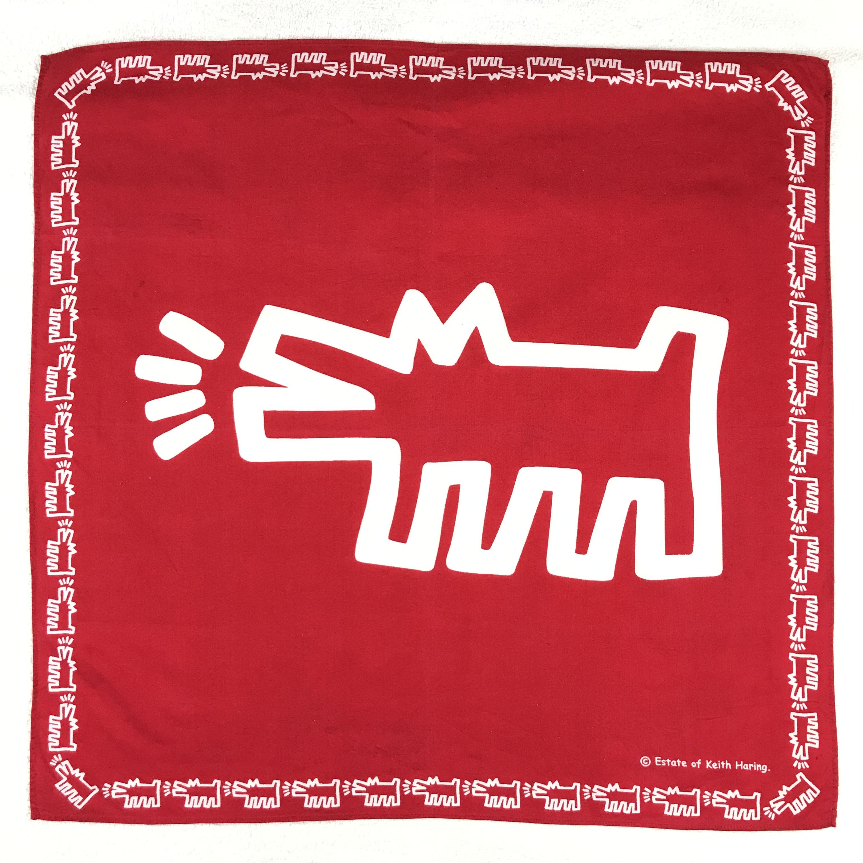 Designer × Keith Haring × Vintage Vintage Keith Hering Bandana Neckerchief Handkerchief Size ONE SIZE - 1 Thumbnail