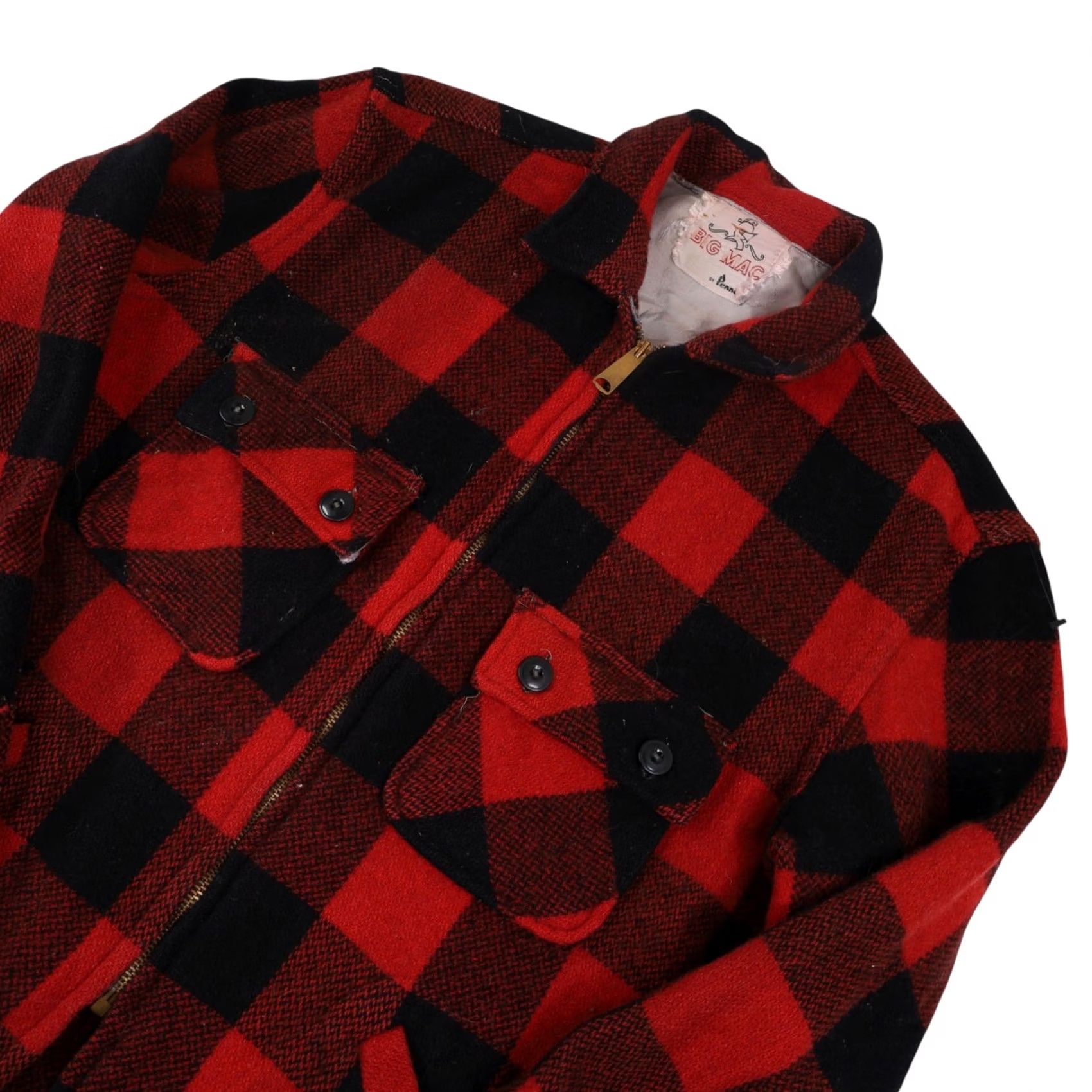 Vintage VINTAGE J.C. PENNY'S Big Mac Wool Buffalo Plaid Jacket Mens Wool Overcoat Jacket M Red Size US M / EU 48-50 / 2 - 2 Thumbnail