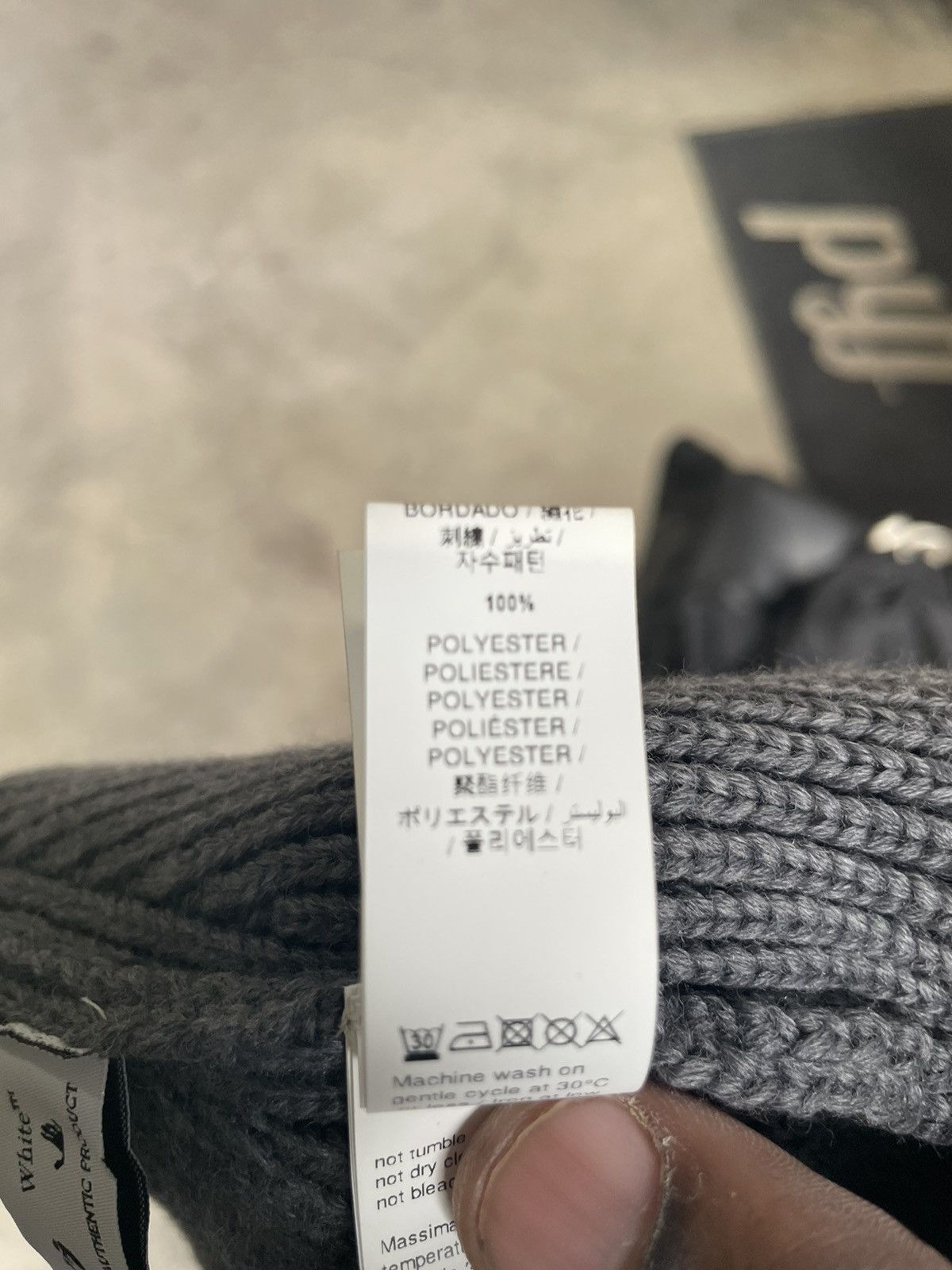 Off-White OFF WHITE Wool Embroidered Hand Logo Beanie Grey Size ONE SIZE - 7 Thumbnail