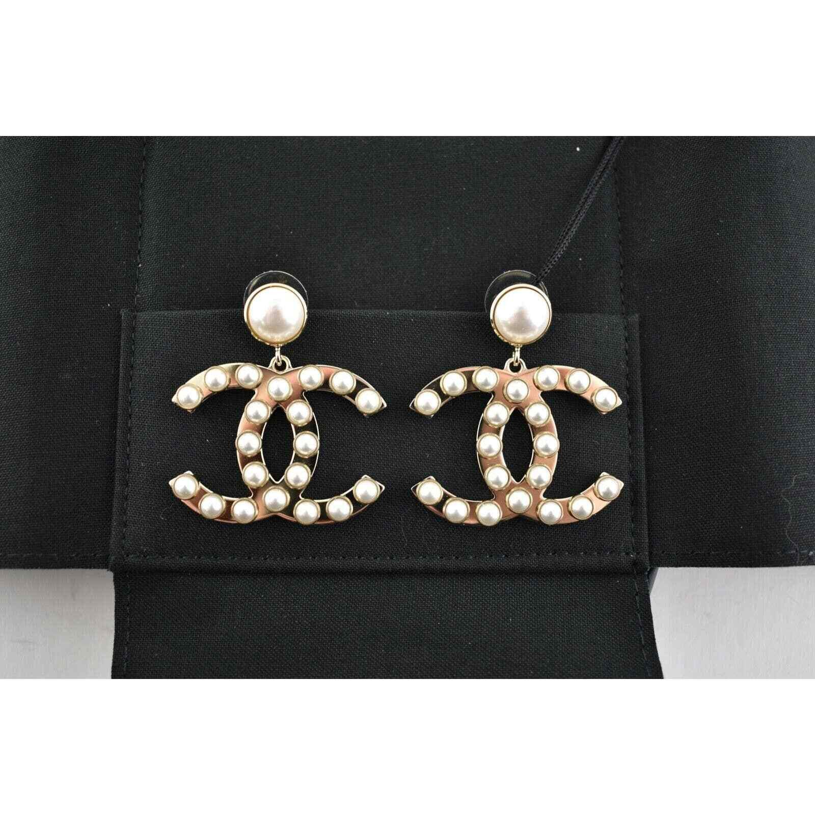 Chanel Chanel Gold Pearl Metal Dangle Drop Statement Earrings Size ONE SIZE - 7 Thumbnail