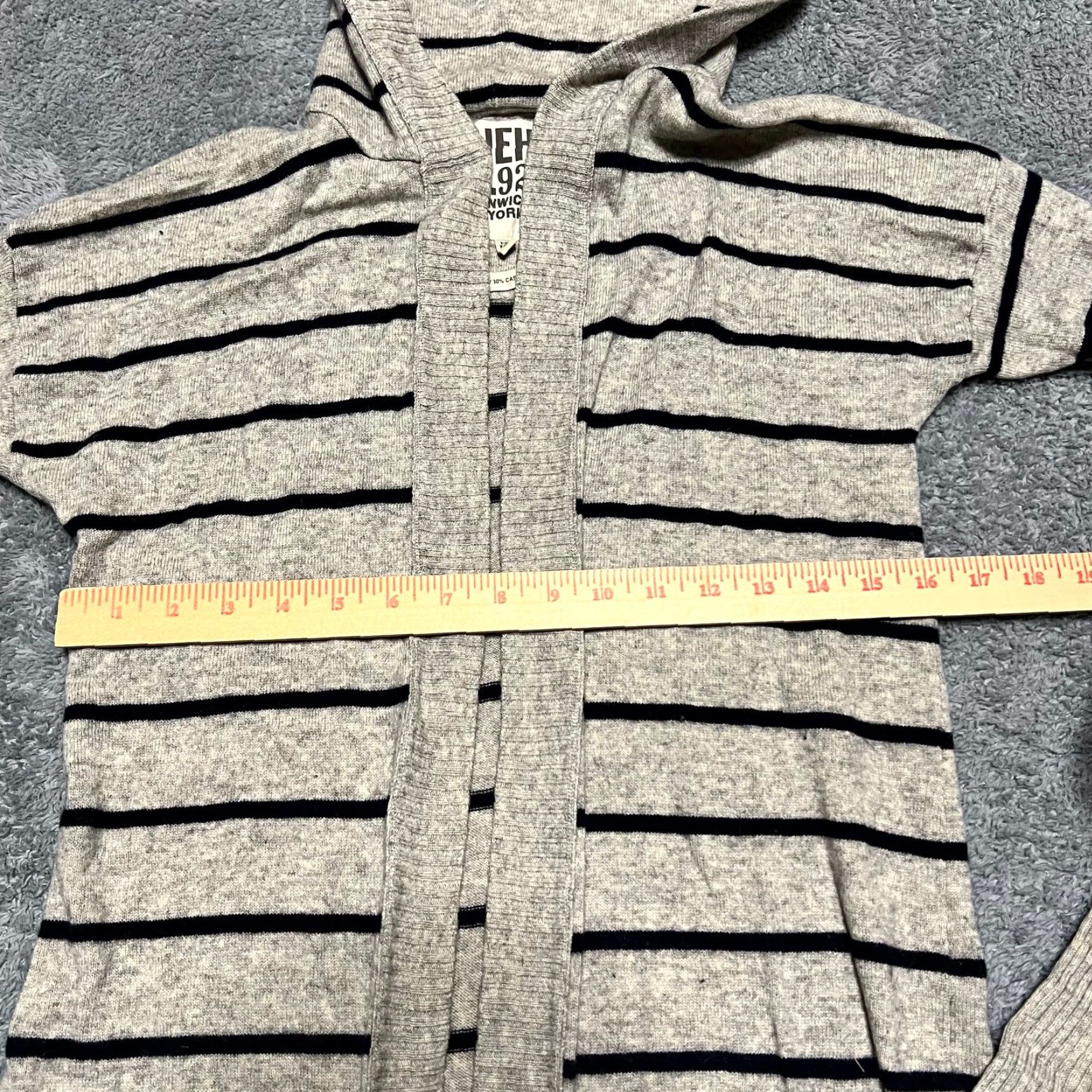 Vintage Ruehl No. 925 Sweater Cardigan Womens Small Grey Stripe Long Hooded S Regular Womens Size S / US 4 / IT 40 - 4 Thumbnail