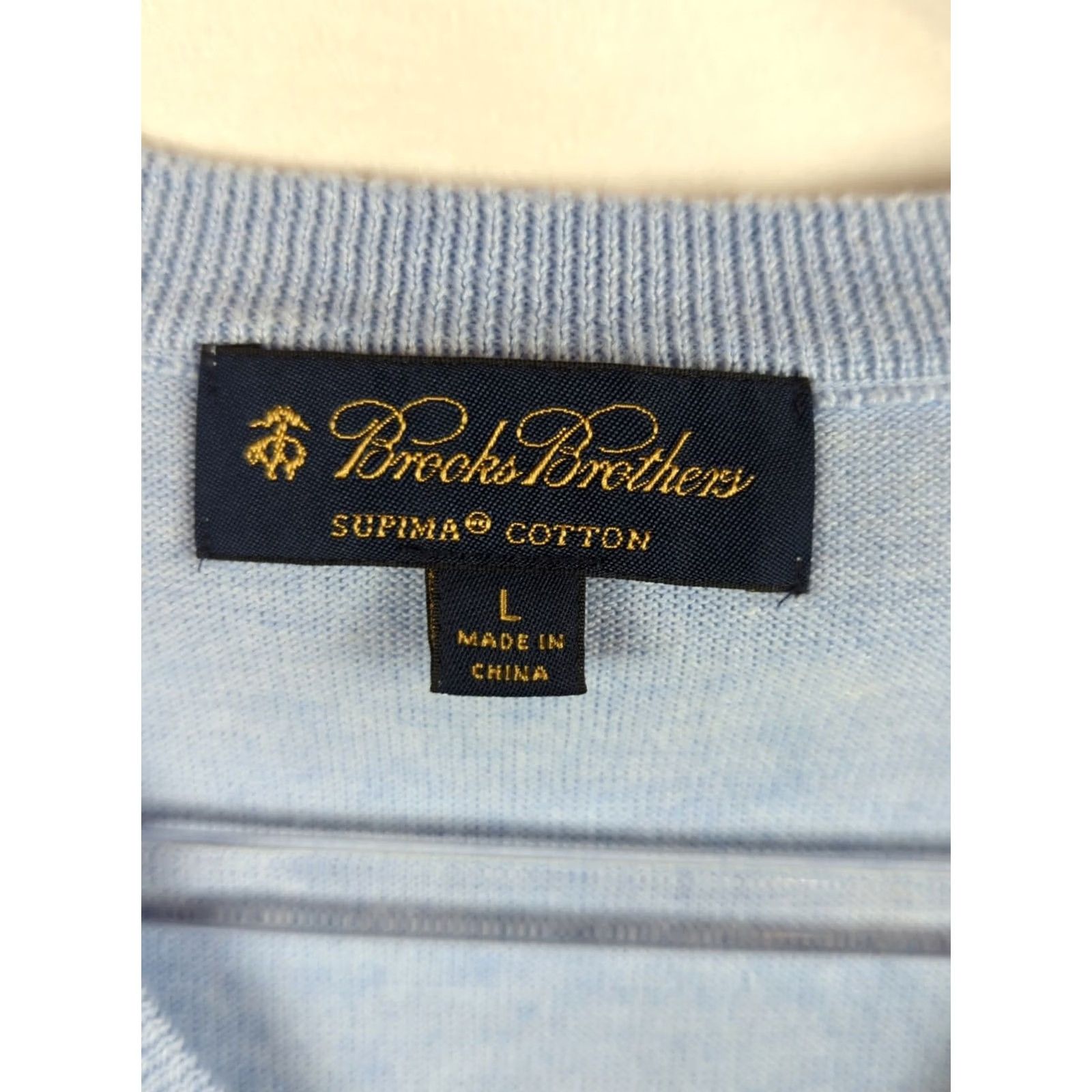 Brooks Brothers Brooks Brothers Sweater Vest Mens Large Light Blue V Neck Supima Cotton Pullover Knit Slim/Regular? Size US L / EU 52-54 / 3 - 3 Thumbnail