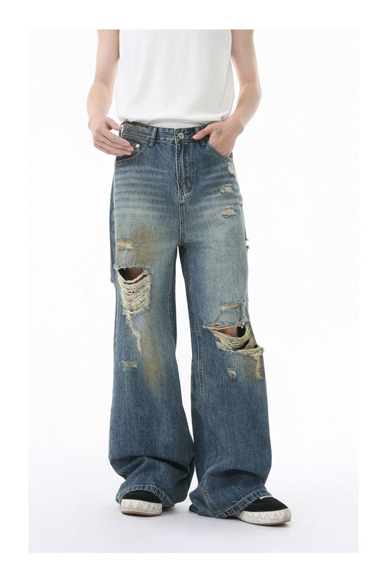 Japanese Brand × Jean American style distressed trendy retro wide-leg ripped jeans Size US 32 / EU 48 - 2 Thumbnail