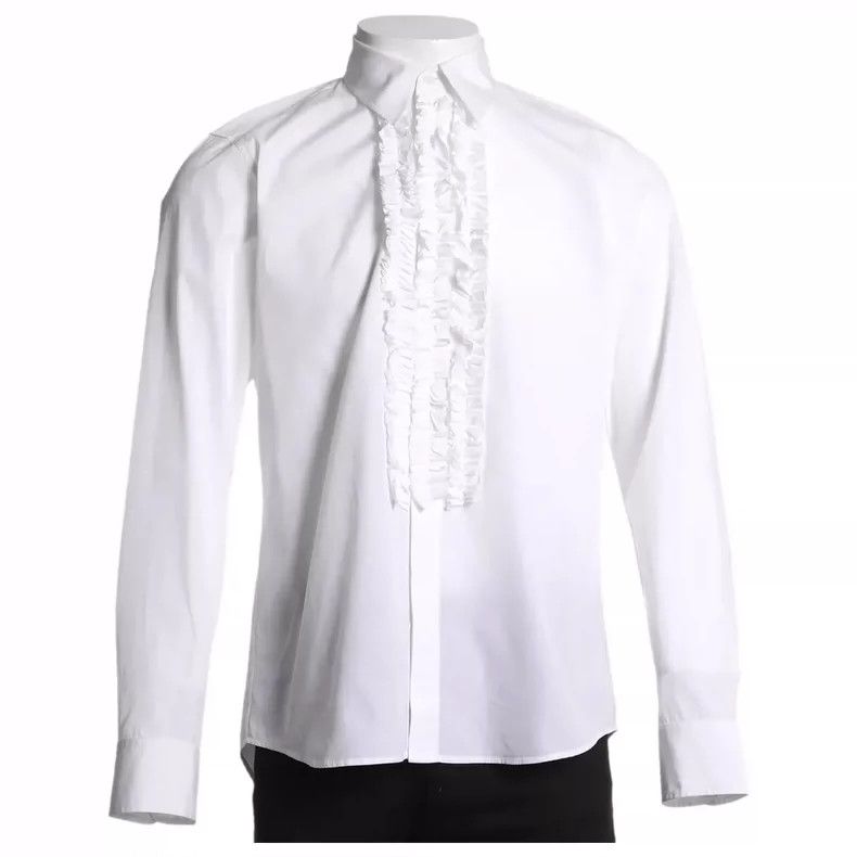 Dries Van Noten Dries Van Noten White Ruffled Cotton Shirt-dmc Size US M / EU 48-50 / 2 - 1 Thumbnail