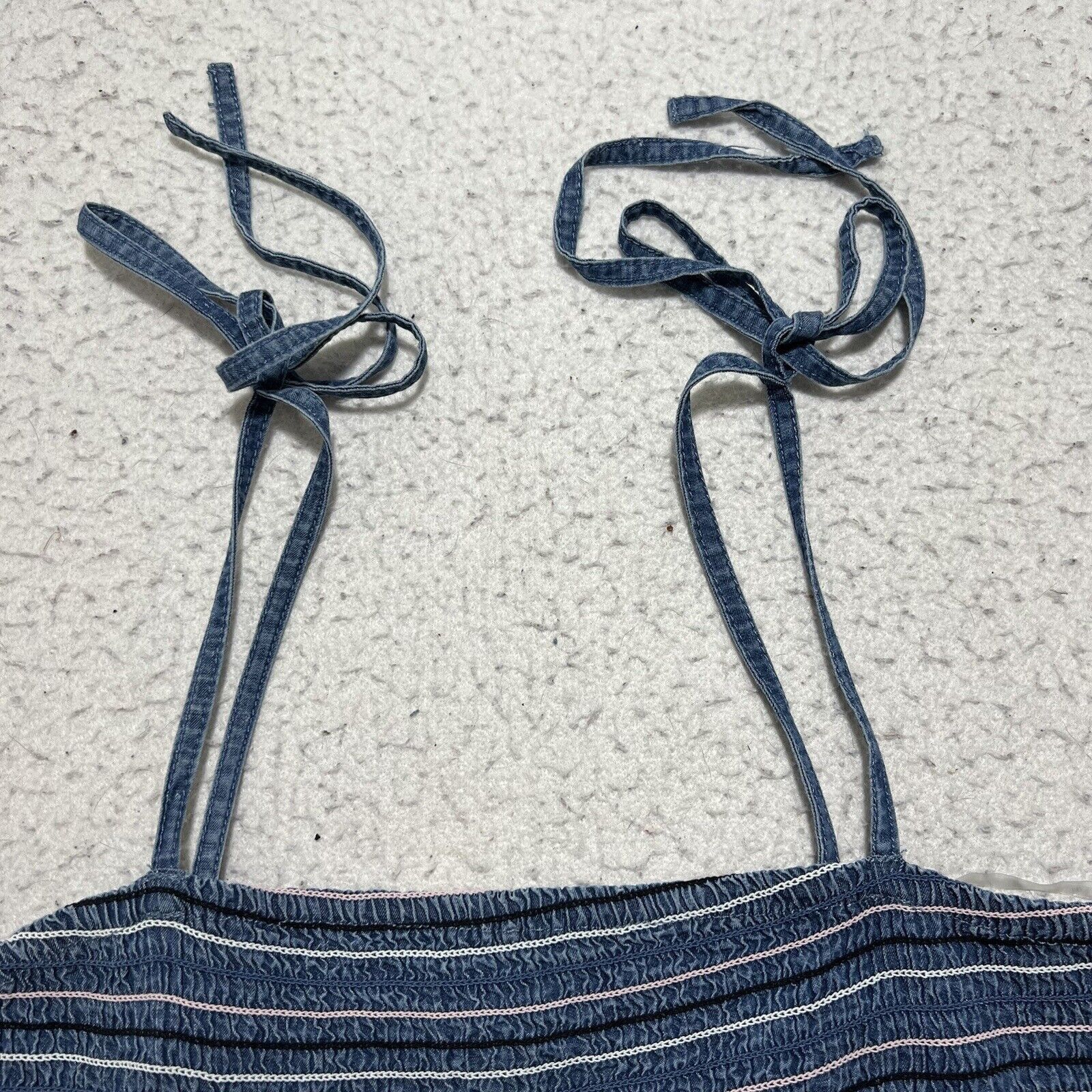 Other Derek Heart Denim Striped Crop Top Spaghetti Strap Size L / US 10 / IT 46 - 2 Thumbnail