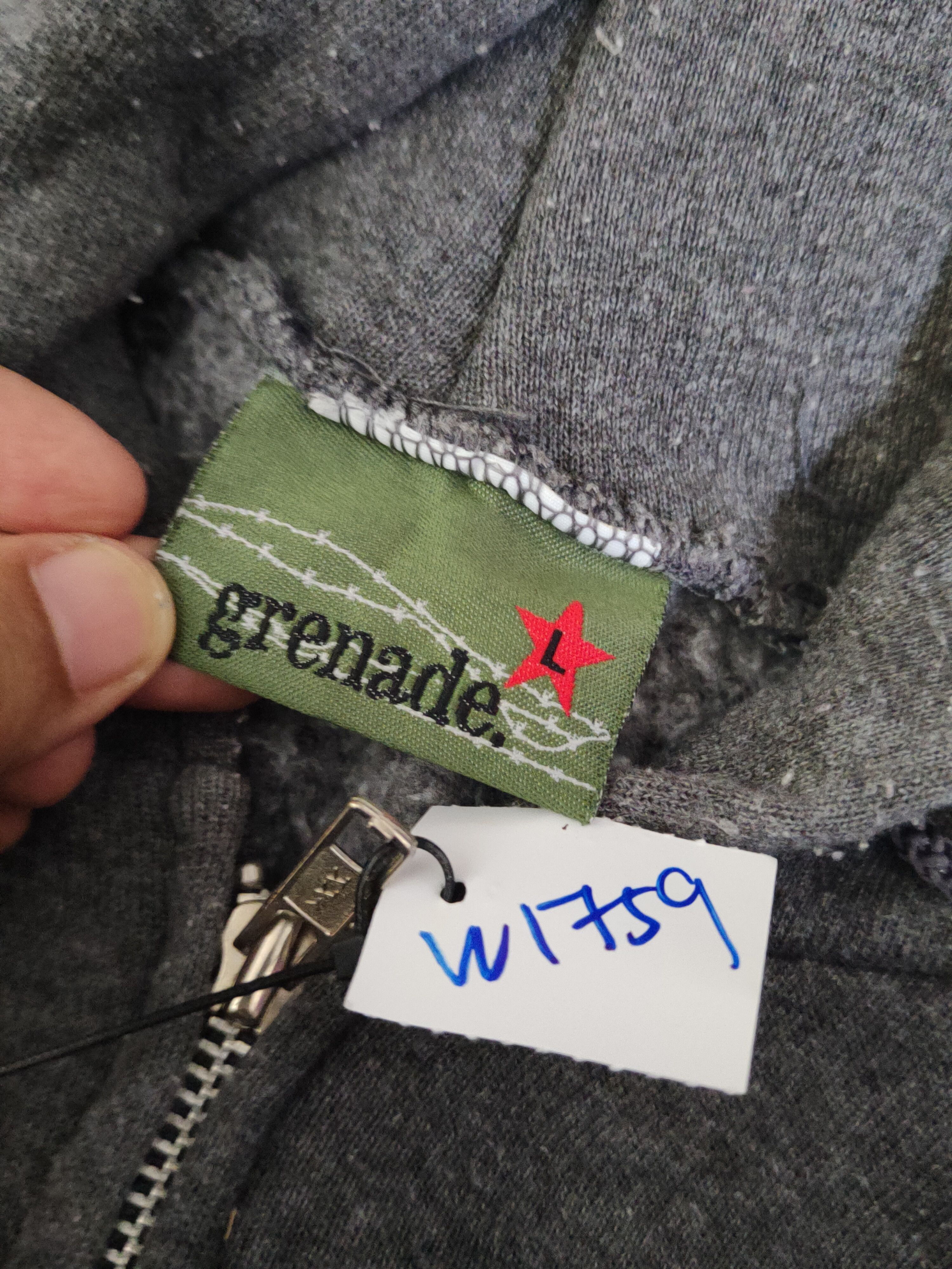 Grenade Grenade Glove Dark Gray faded Hoodie Sweaters #W1759 Size US L / EU 52-54 / 3 - 11 Thumbnail