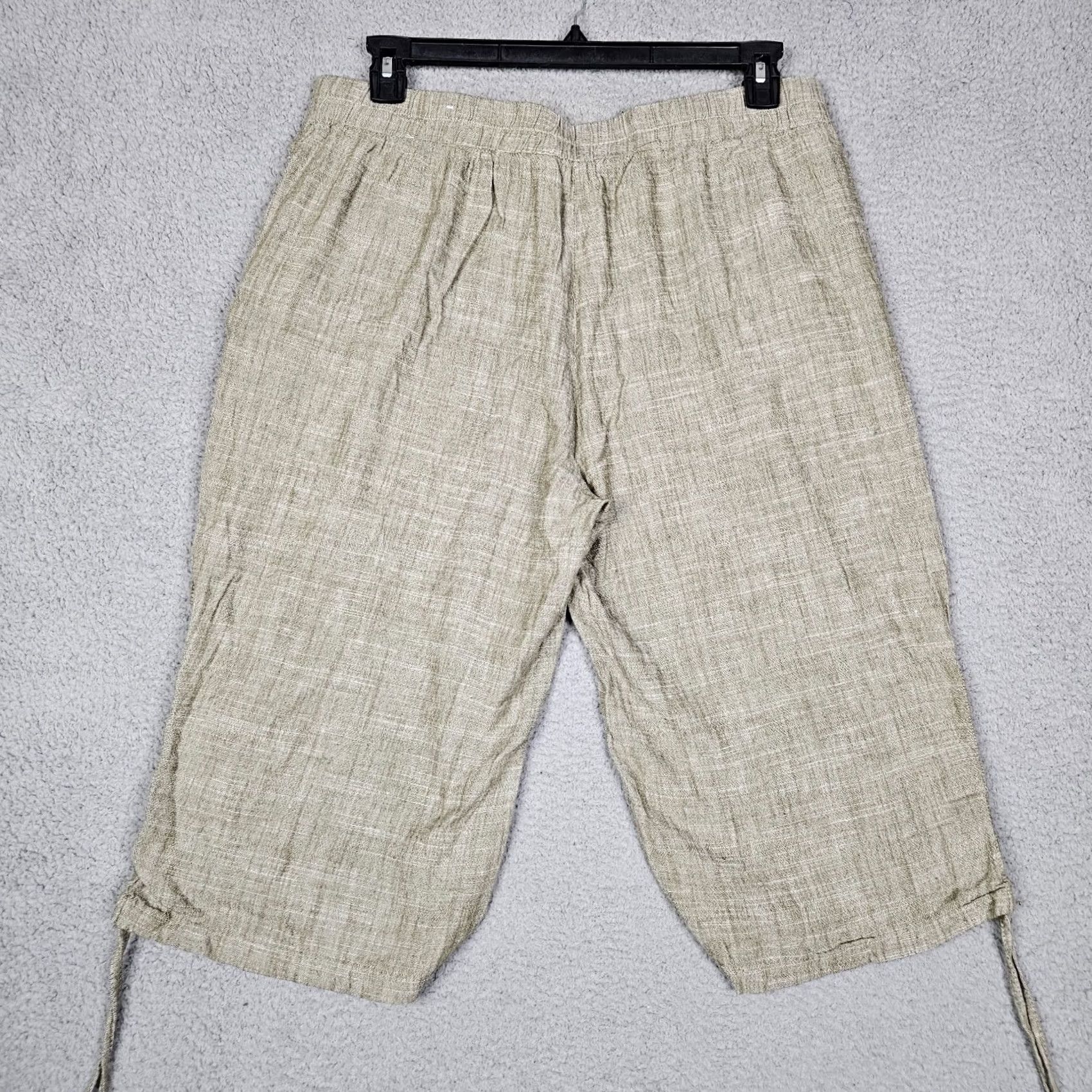 Vintage Royalty Cargo Shorts Women's PXL Linen Blend Green Casual Mid Rise Flat Front Petite Warm Weather 0? Size 40" / US 18 - 2 Thumbnail