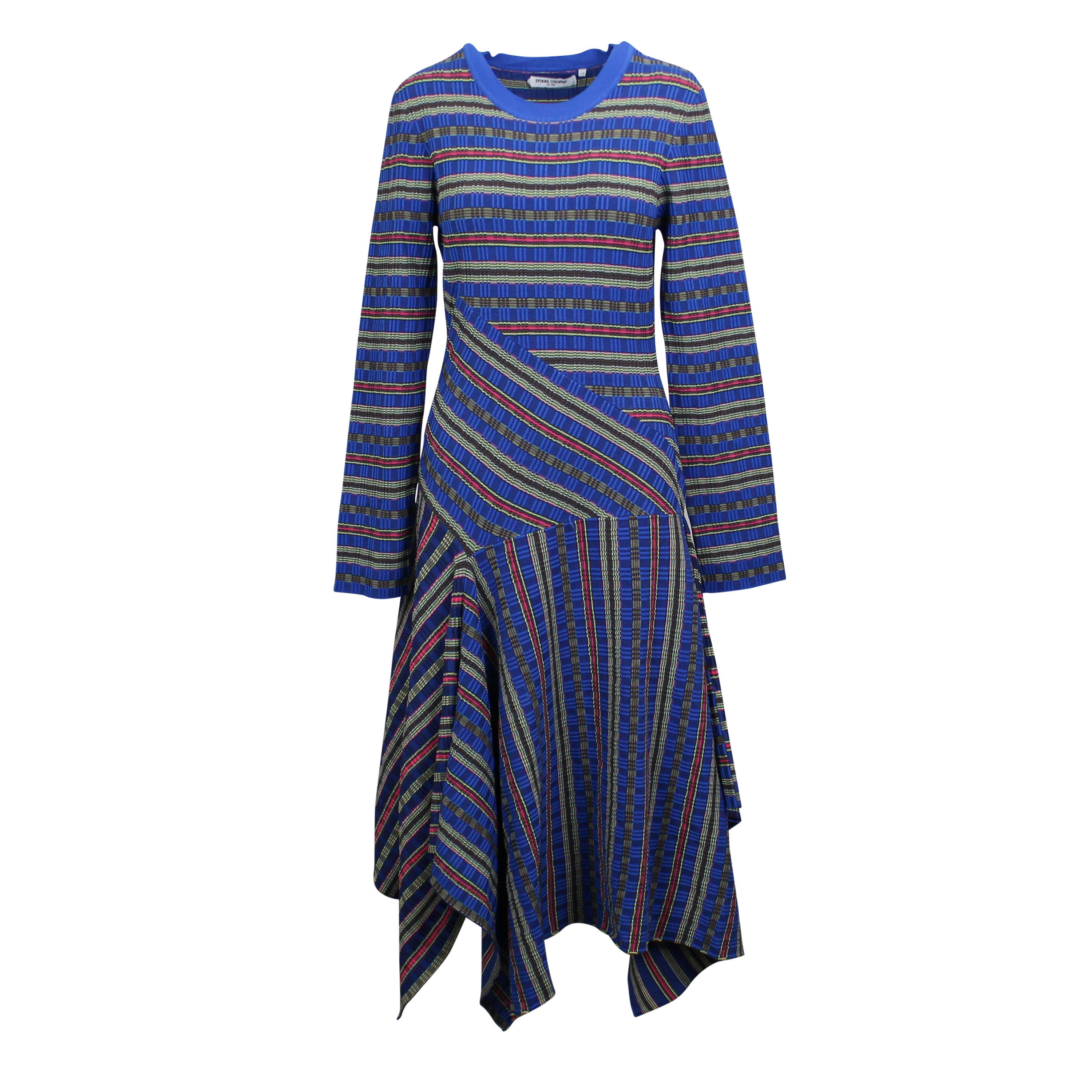 image of Opening Ceremony French Blue Ribbed Knit Mini Sweater Dress Size L, Women's