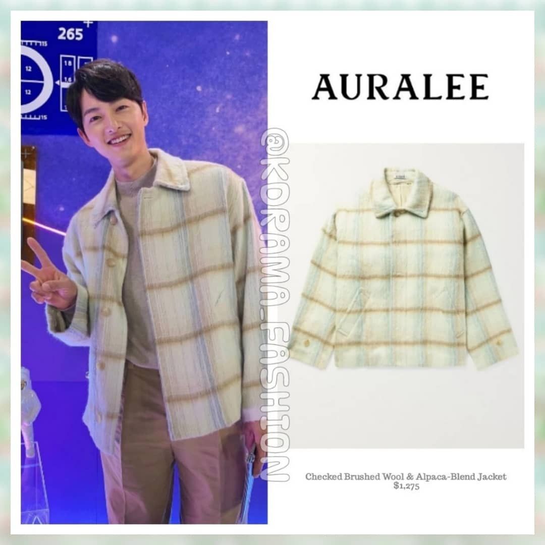 Auralee Suri Alpaca Shaggy Blouson - Lime Yellow Check