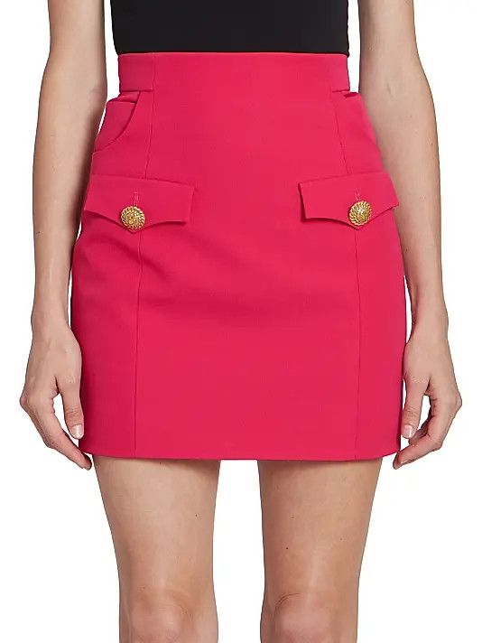 Balmain o1s1wg110825 Gdp Cotton Blend Miniskirt in Pink Size 28" / US 6 / IT 42 - 2 Thumbnail