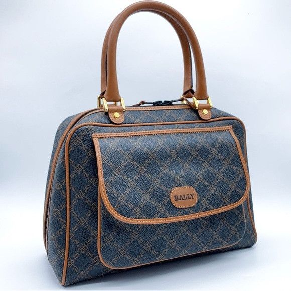 Bally Vintage Bally Monogram Satchel Handbag in Brown and Tan Size ONE SIZE - 1 Thumbnail