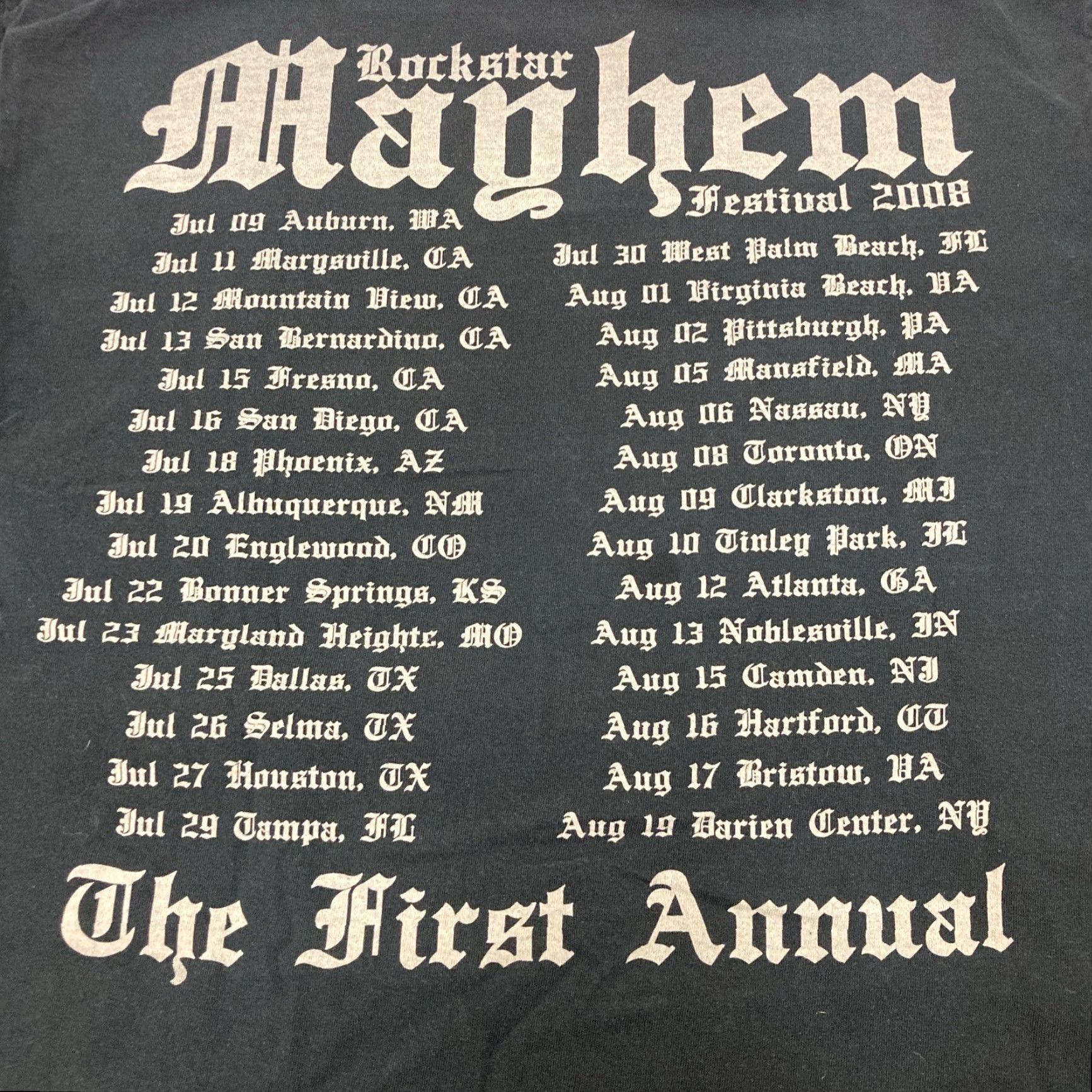 Gildan VINTAGE Men’s Rockstar Mayhem Festival First Annual 2008 Black Tour T-Shirt L Mens Size US L / EU 52-54 / 3 - 5 Thumbnail