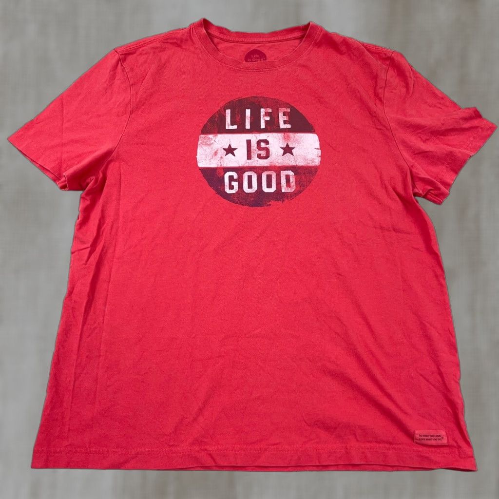 Life is Good Life Is Good Shirt Men Large Red Crusher Tee Classic Fit Spellout Logo Adult Size US L / EU 52-54 / 3 - 1 Thumbnail