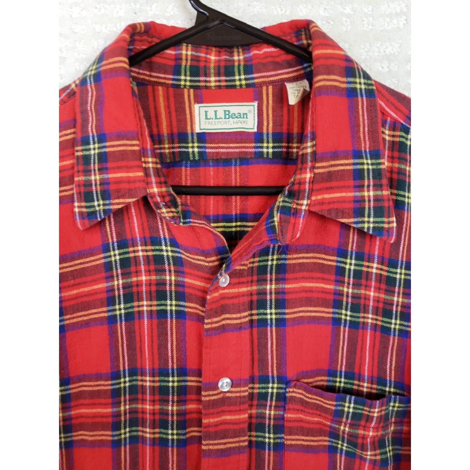 Vintage LL Bean Flannel Shirt Mens XLT Tall Red Tartan Plaid Long Sleeve Button Up Size US XL / EU 56 / 4 - 5 Thumbnail