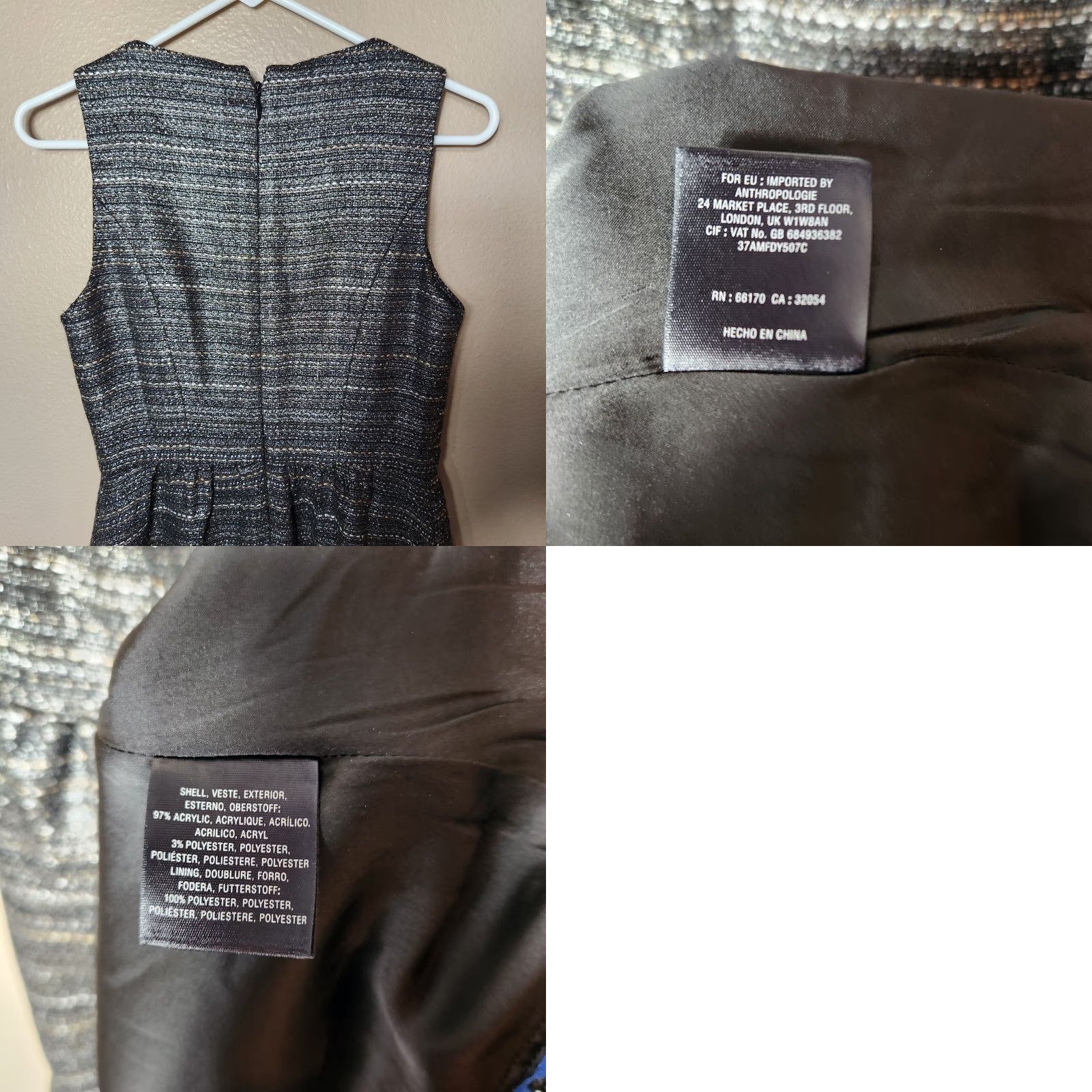 Anthropologie VINTAGE Anthropologie Moulinette Soeurs Metallic Tweed Glissade Sheath Dress-Size 2 Size XS / US 0-2 / IT 36-38 - 8 Thumbnail