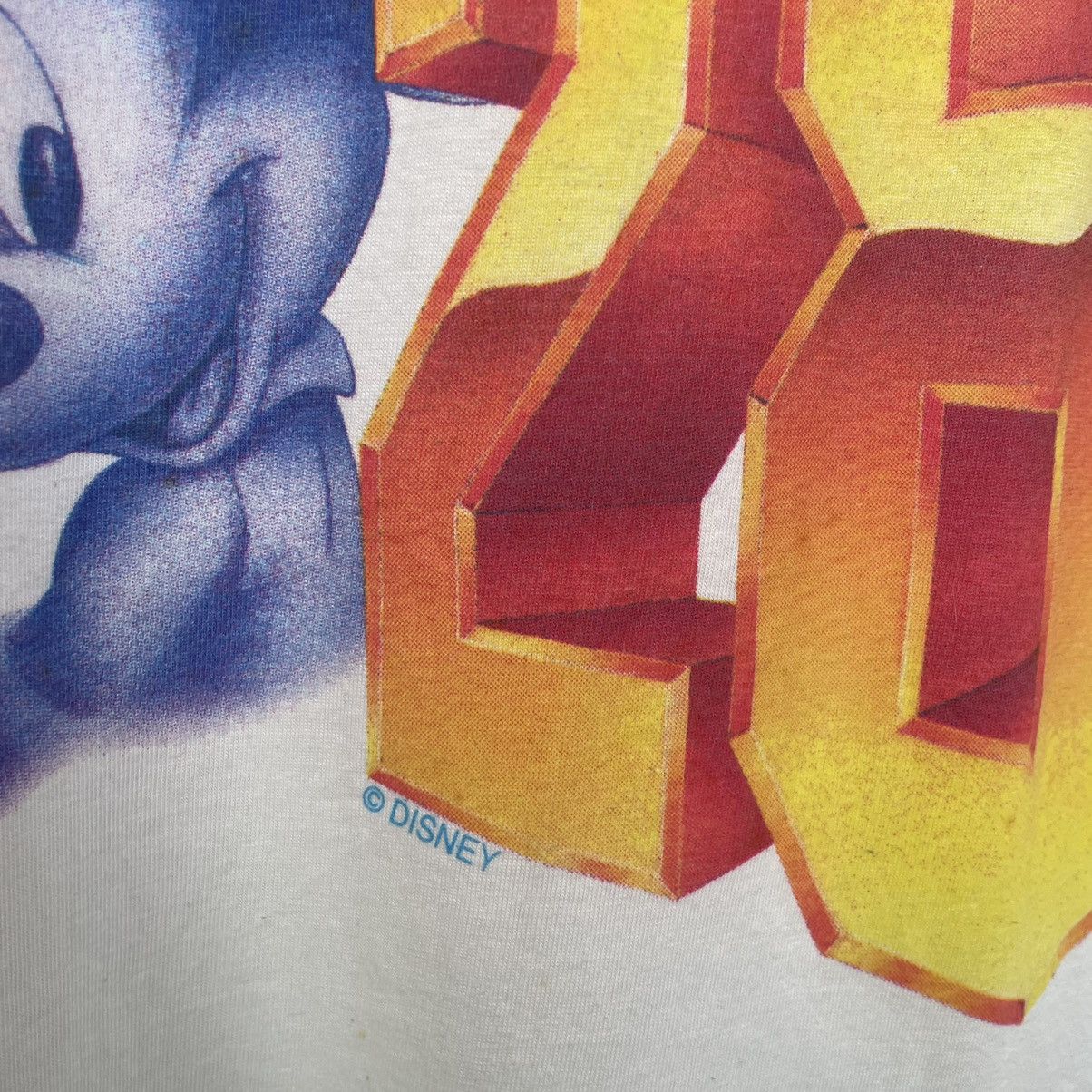 Disney × Mickey Mouse × Vintage Vintage 1990s Mickey Mouse 28 Iconic Birthday Number T Shirt Size US L / EU 52-54 / 3 - 3 Thumbnail