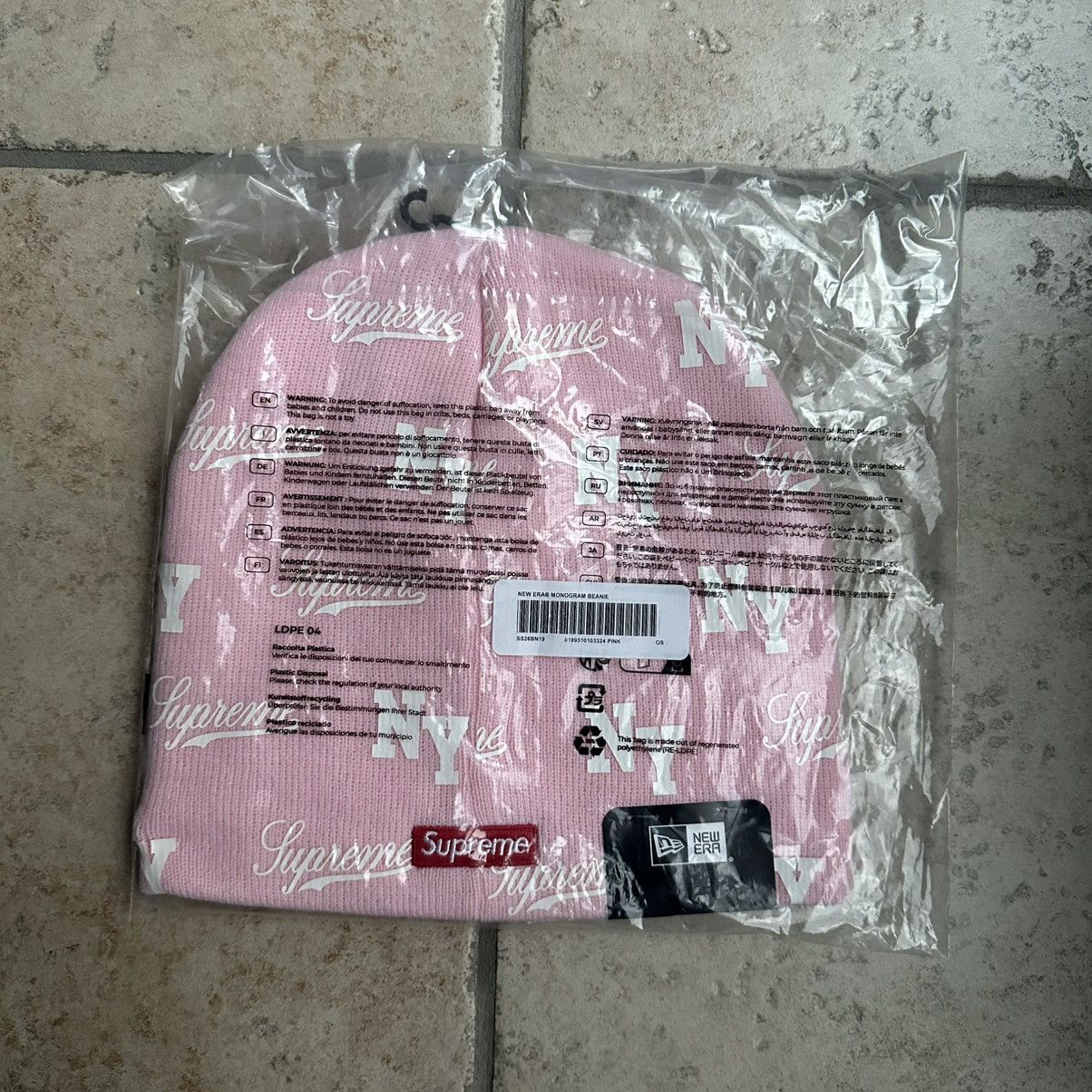 New Era × Supreme Supreme New Era Monogram Beanie Pink Size ONE SIZE - 2 Thumbnail